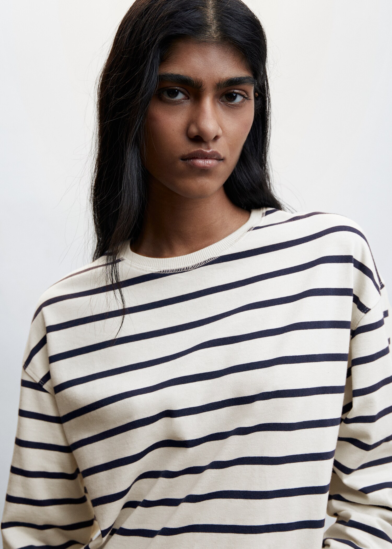 Striped cotton-blend sweatshirt - Details of the article 1