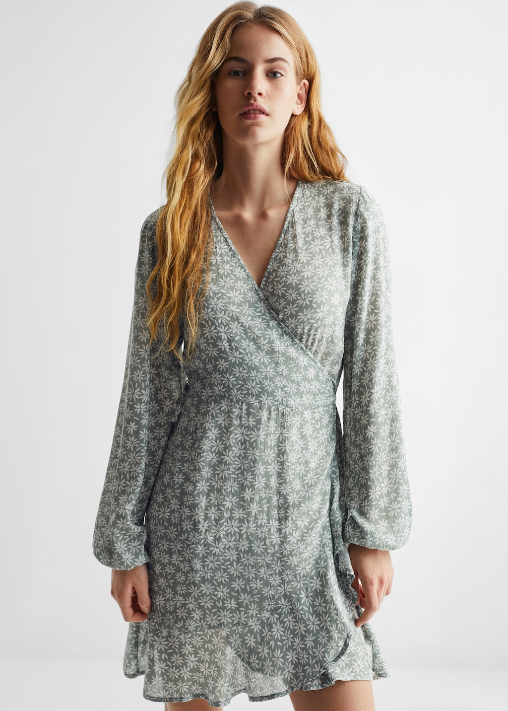 Mango floral wrap dress sale