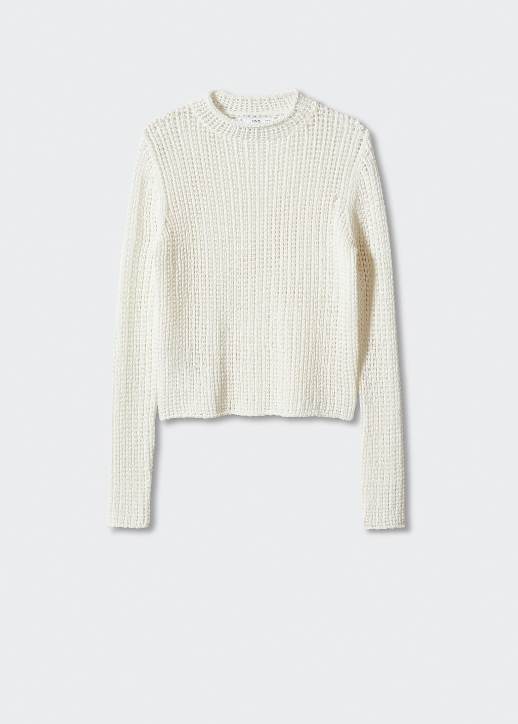 2024SS Plage Openwork Pattern ニット リネン混 Openwork sweater with perkins collar - Women | MANGO Georgia