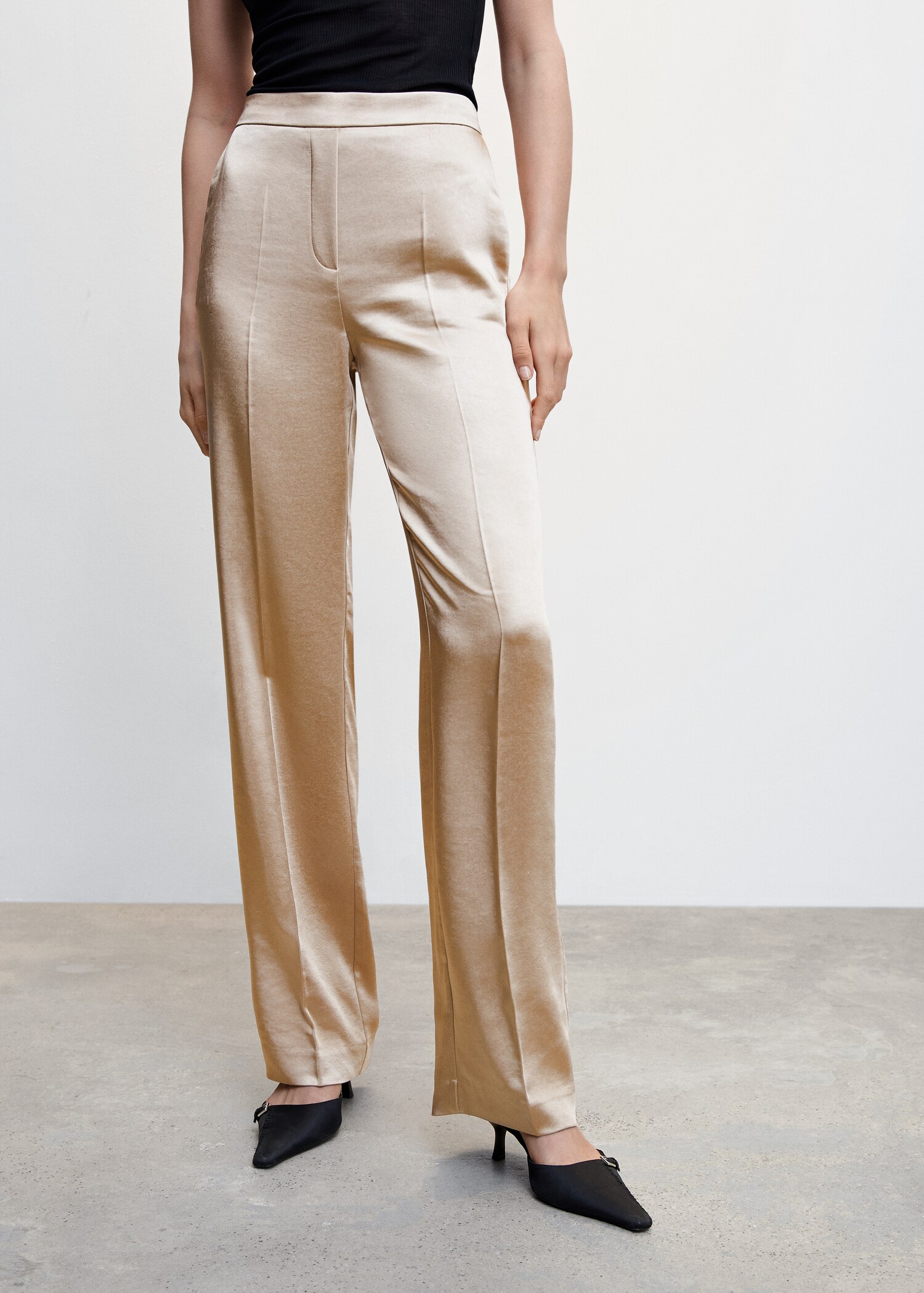Satin trousers with elastic waist - Medium plane
