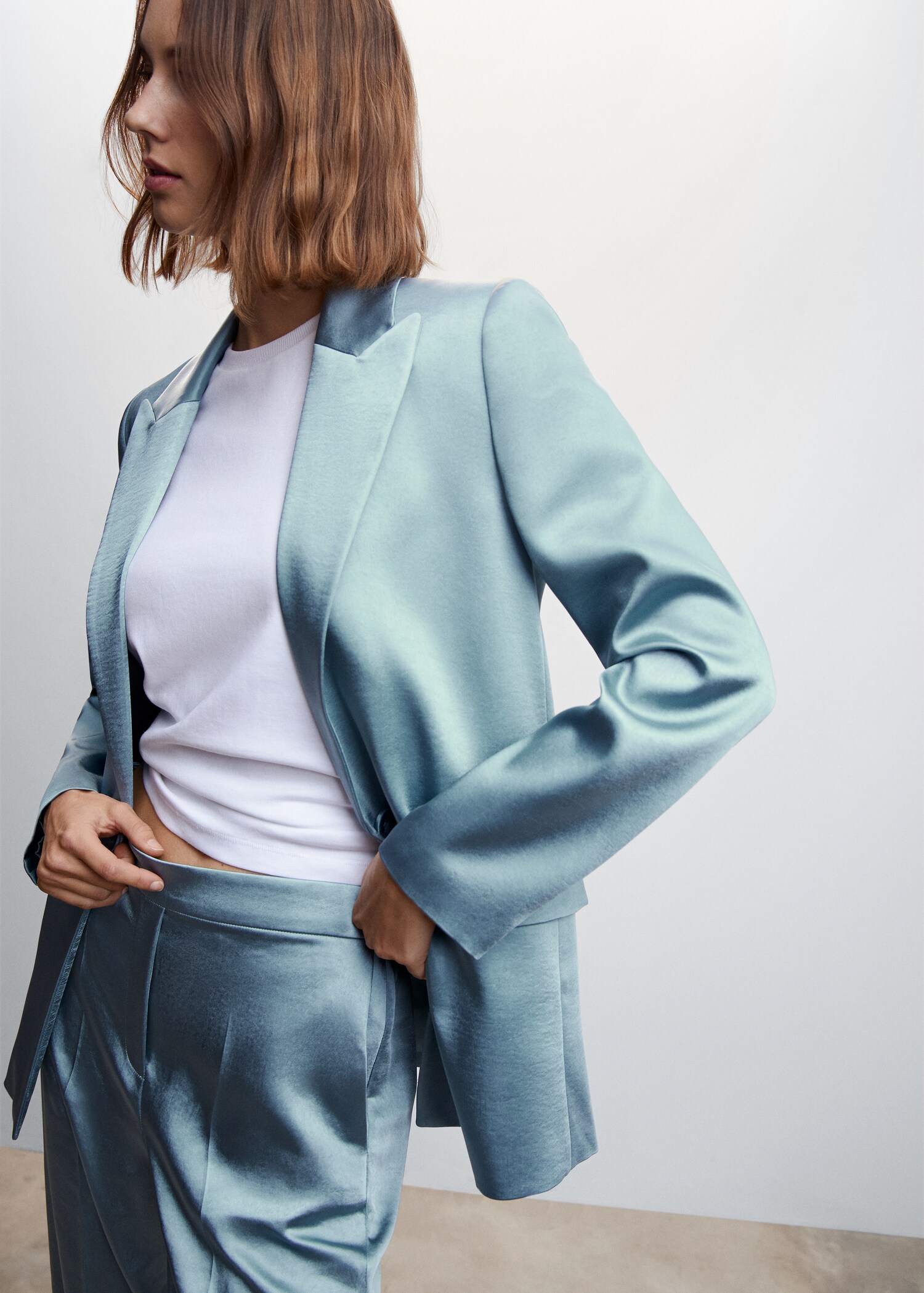 Satin trousers with elastic waist - Details of the article 1