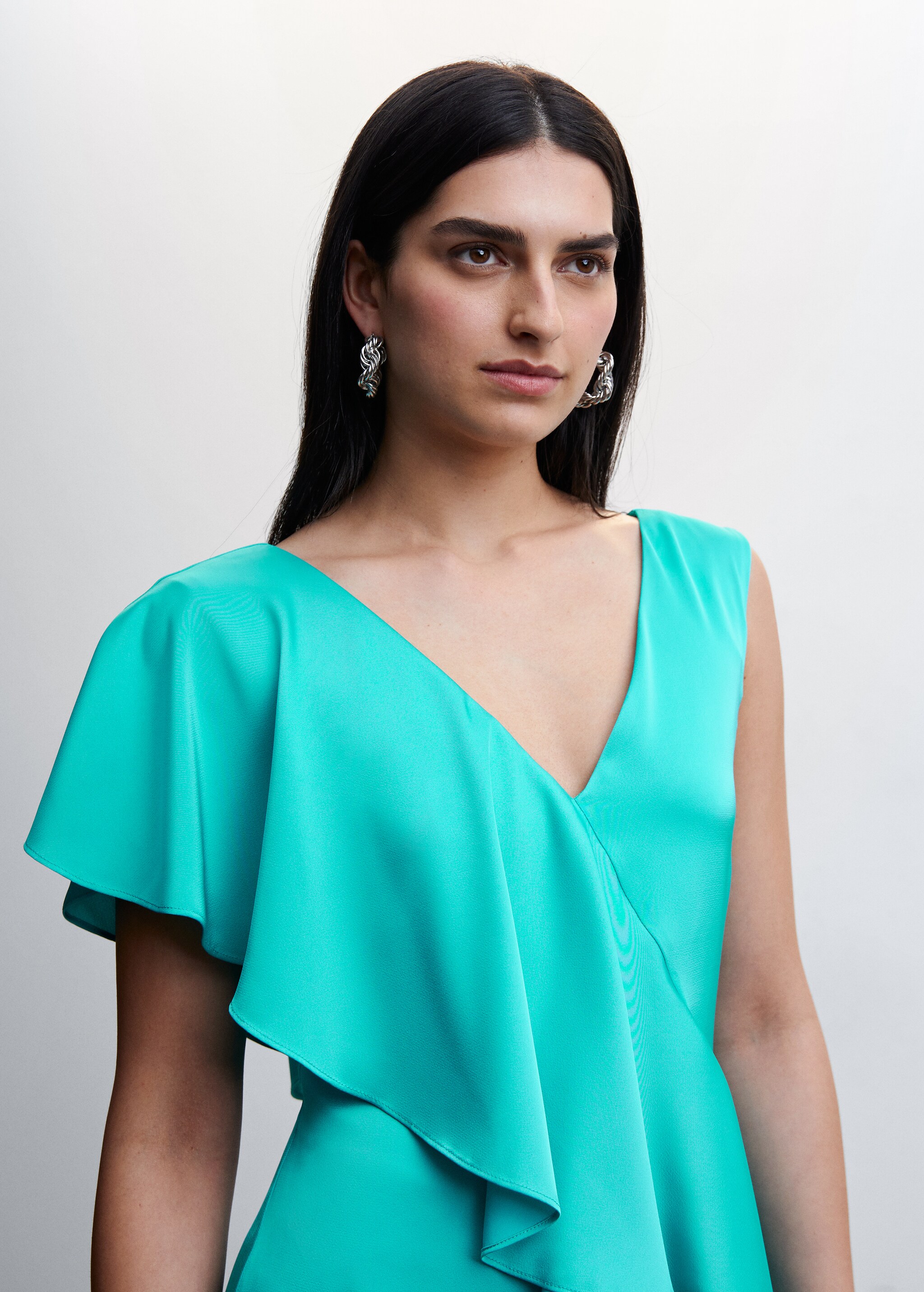 Ruffled satin jumpsuit - Details of the article 1