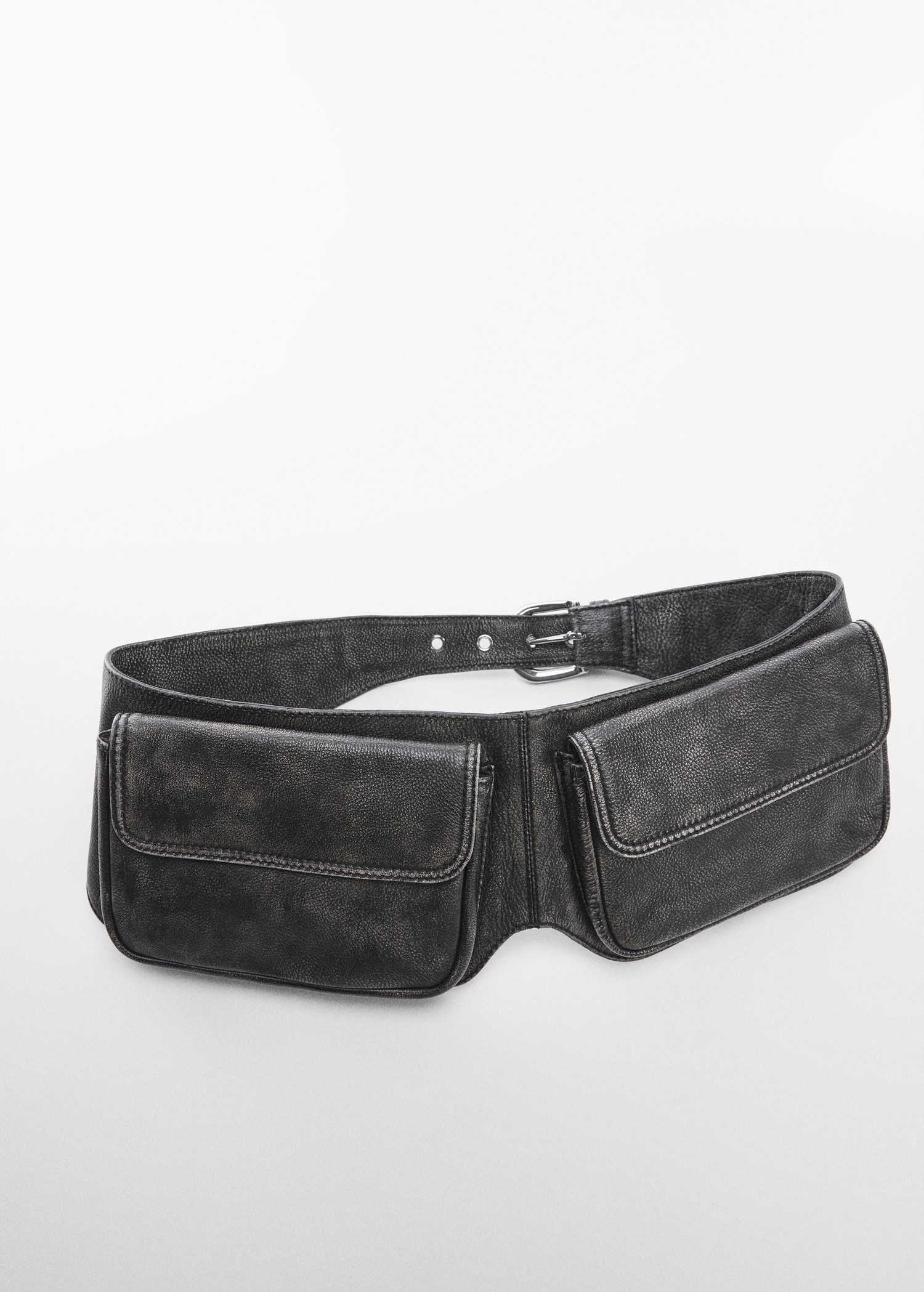 Double-pocket leather money belt MANGO Taiwan area