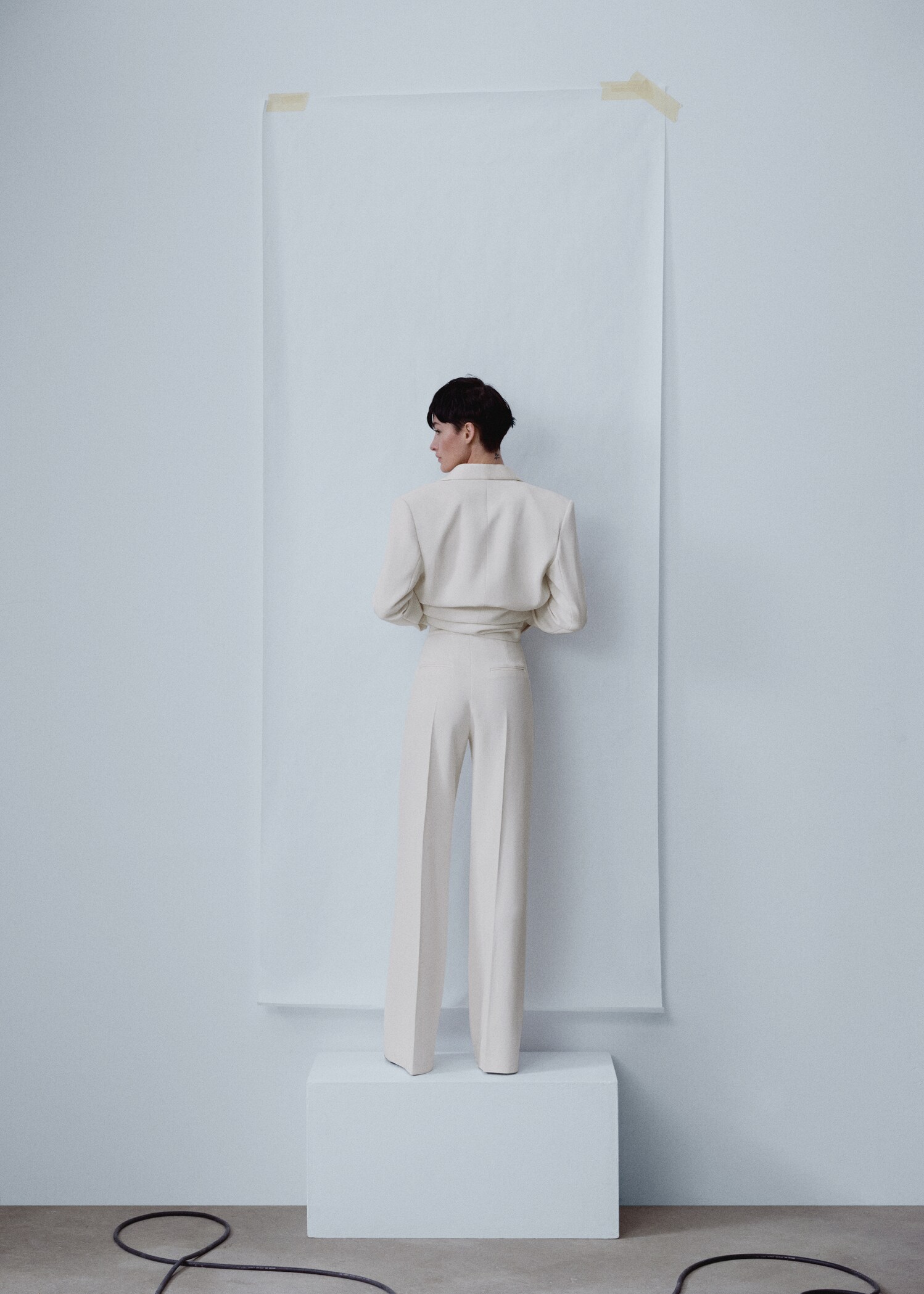 Palazzo suit trousers with satin details - Reverse of the article