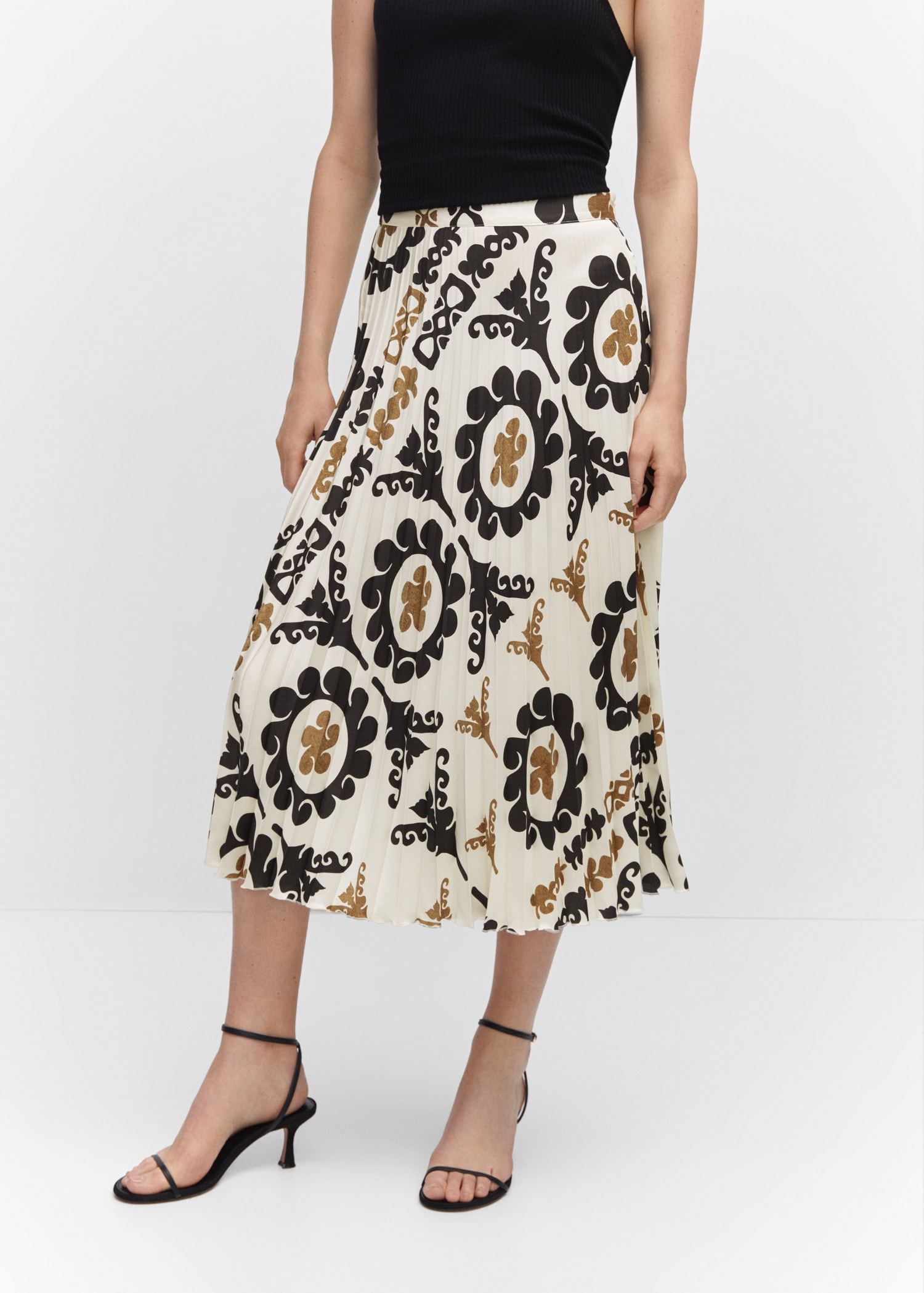 Printed pleated skirt Women MANGO Kosovo - Main Image