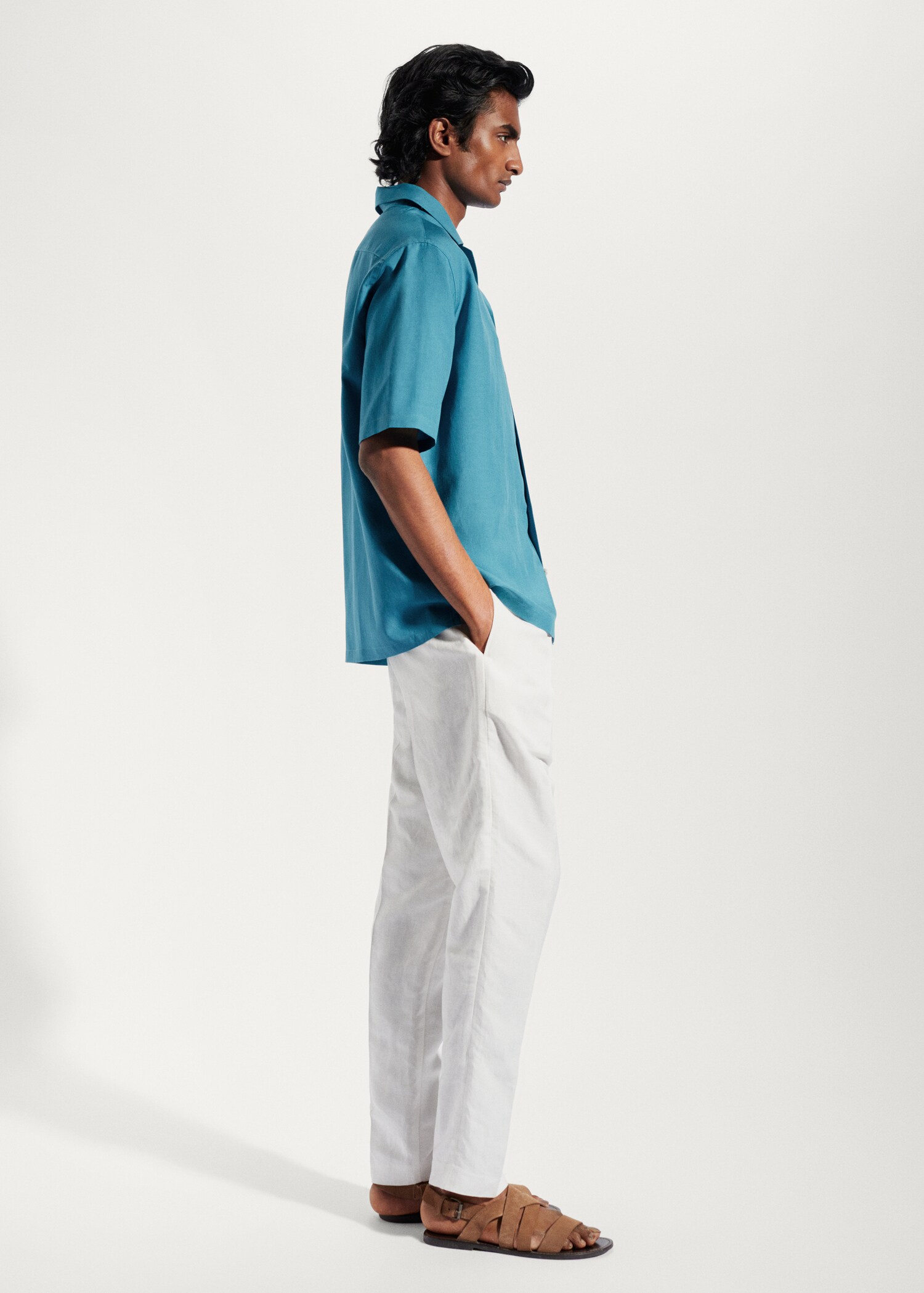 Regular-fit linen bowling shirt - Details of the article 2