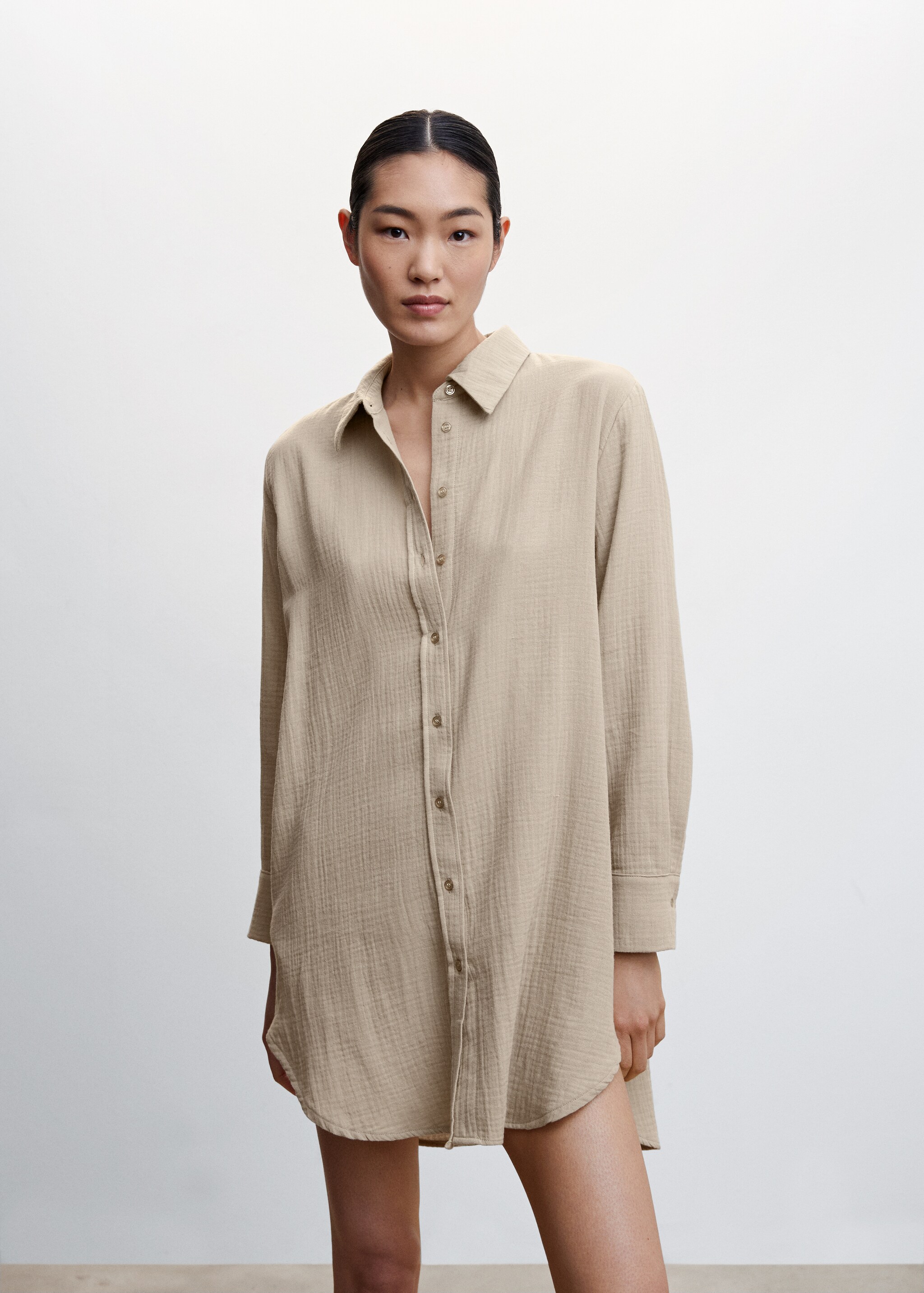 Textured cotton nightgown - Medium plane