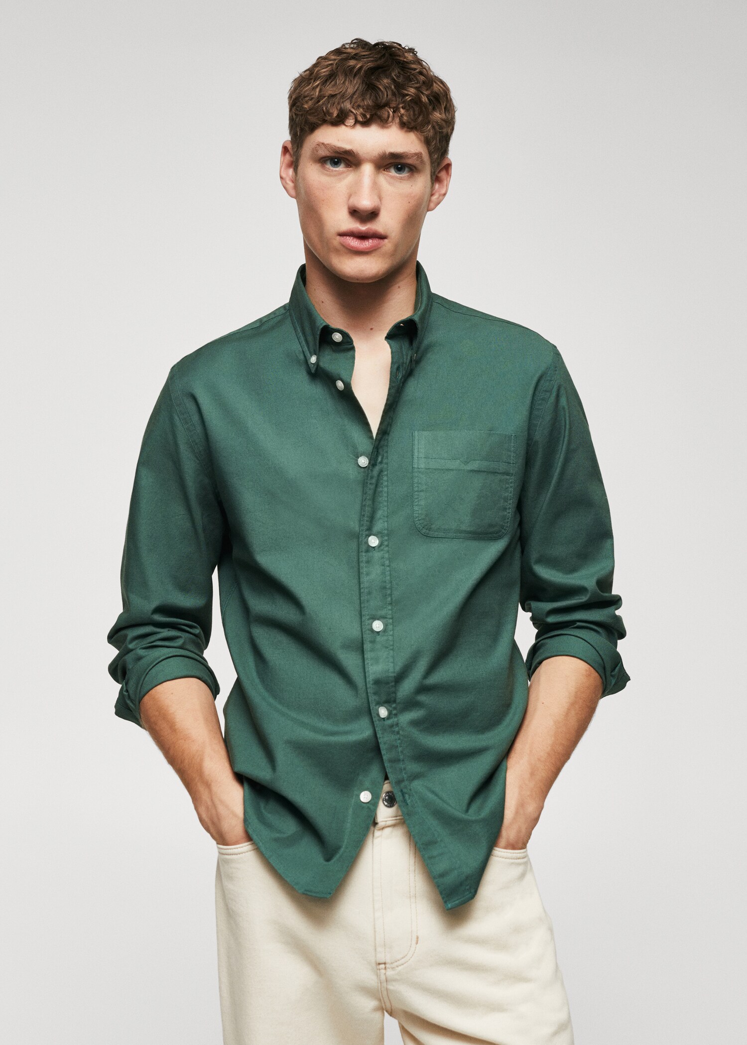 Regular fit Oxford cotton shirt - Medium plane