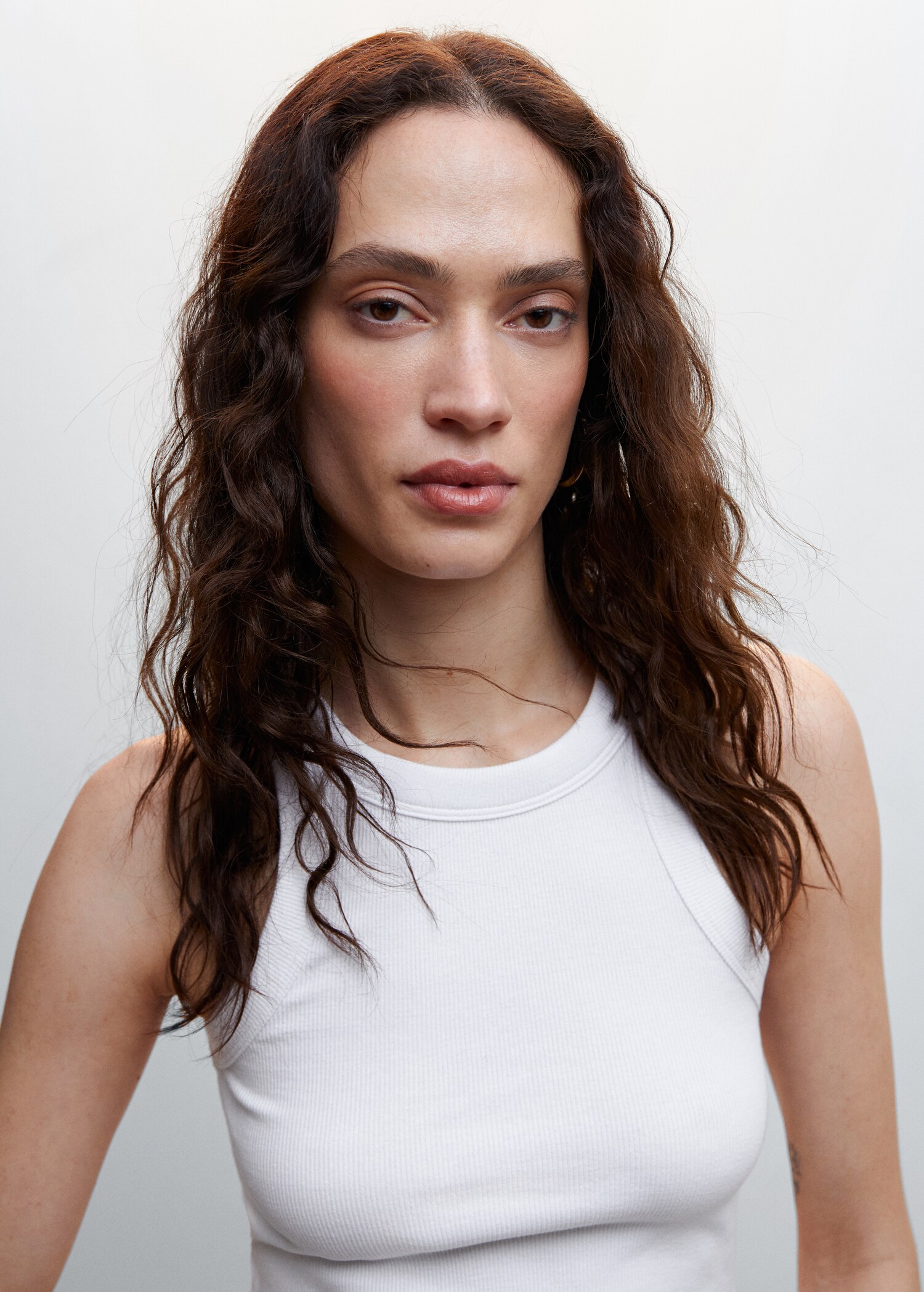 Ribbed cotton-blend top - Details of the article 1