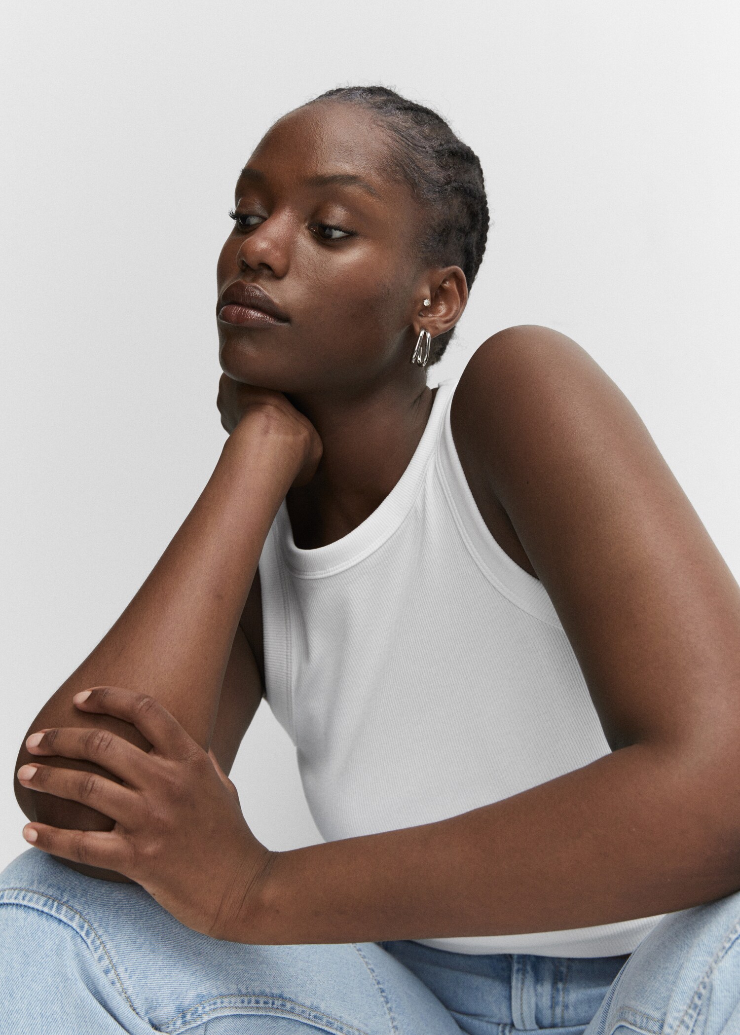 Ribbed cotton-blend top - Details of the article 4
