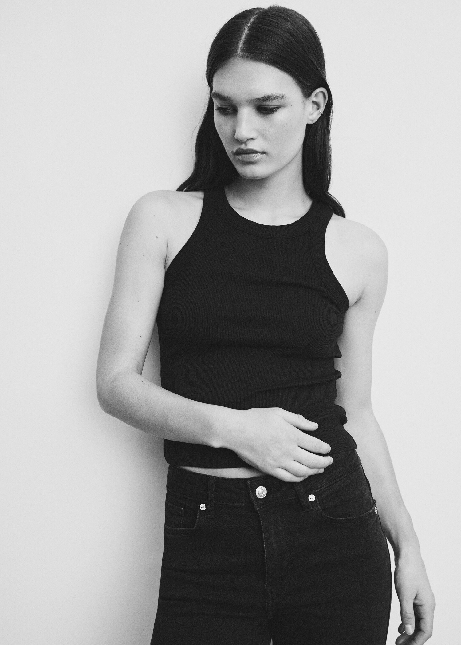 Ribbed cotton-blend top - Details of the article 2