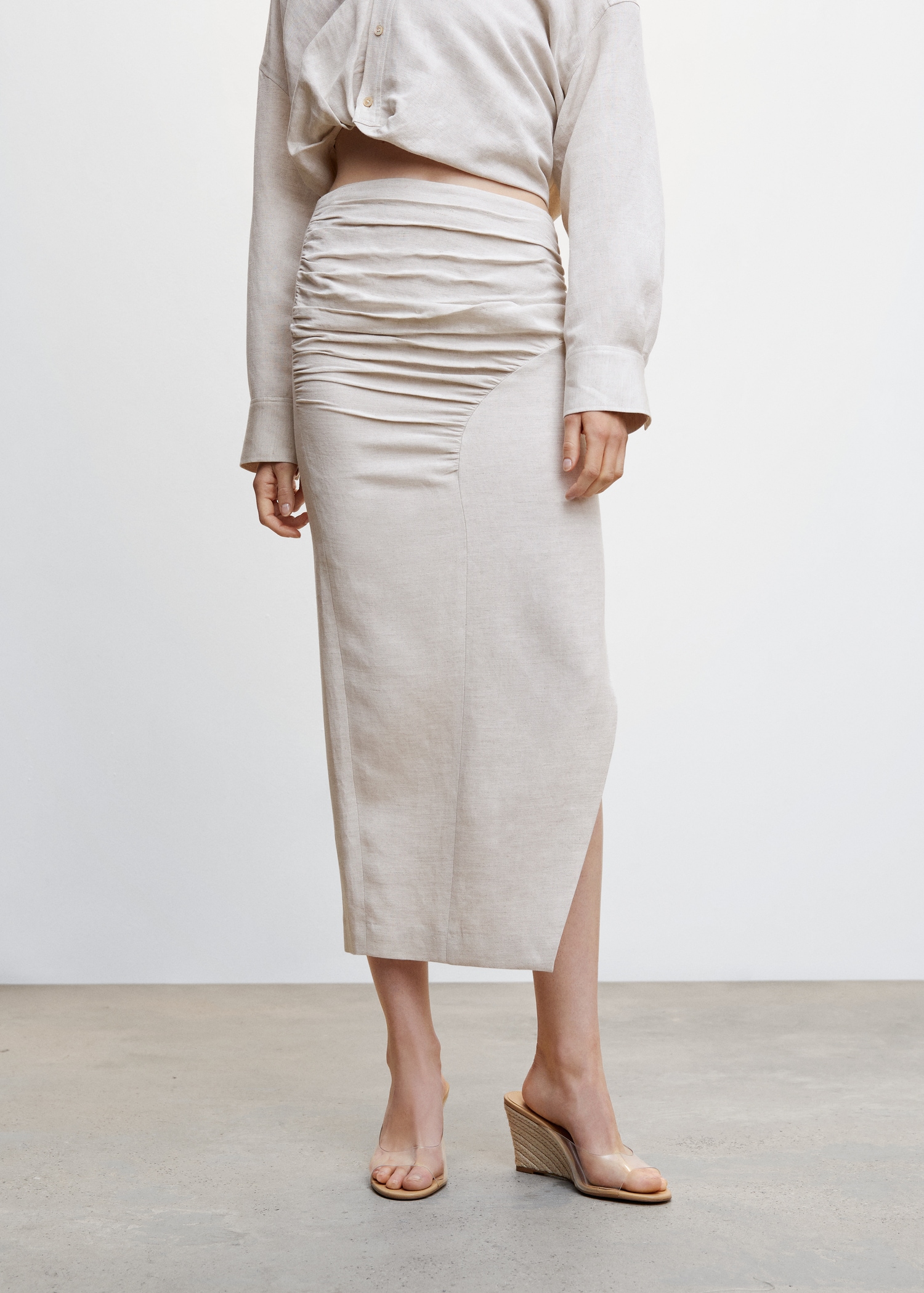 Linen Skirt Mango White Midi Skirt Mango Wrap Front Linen Skirt In