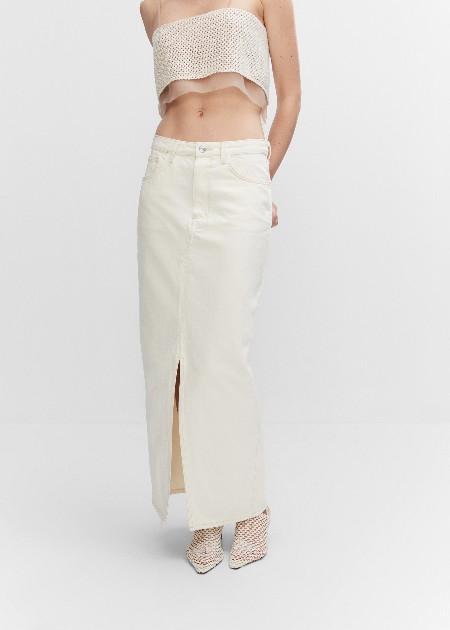Slit denim skirt - Medium plane