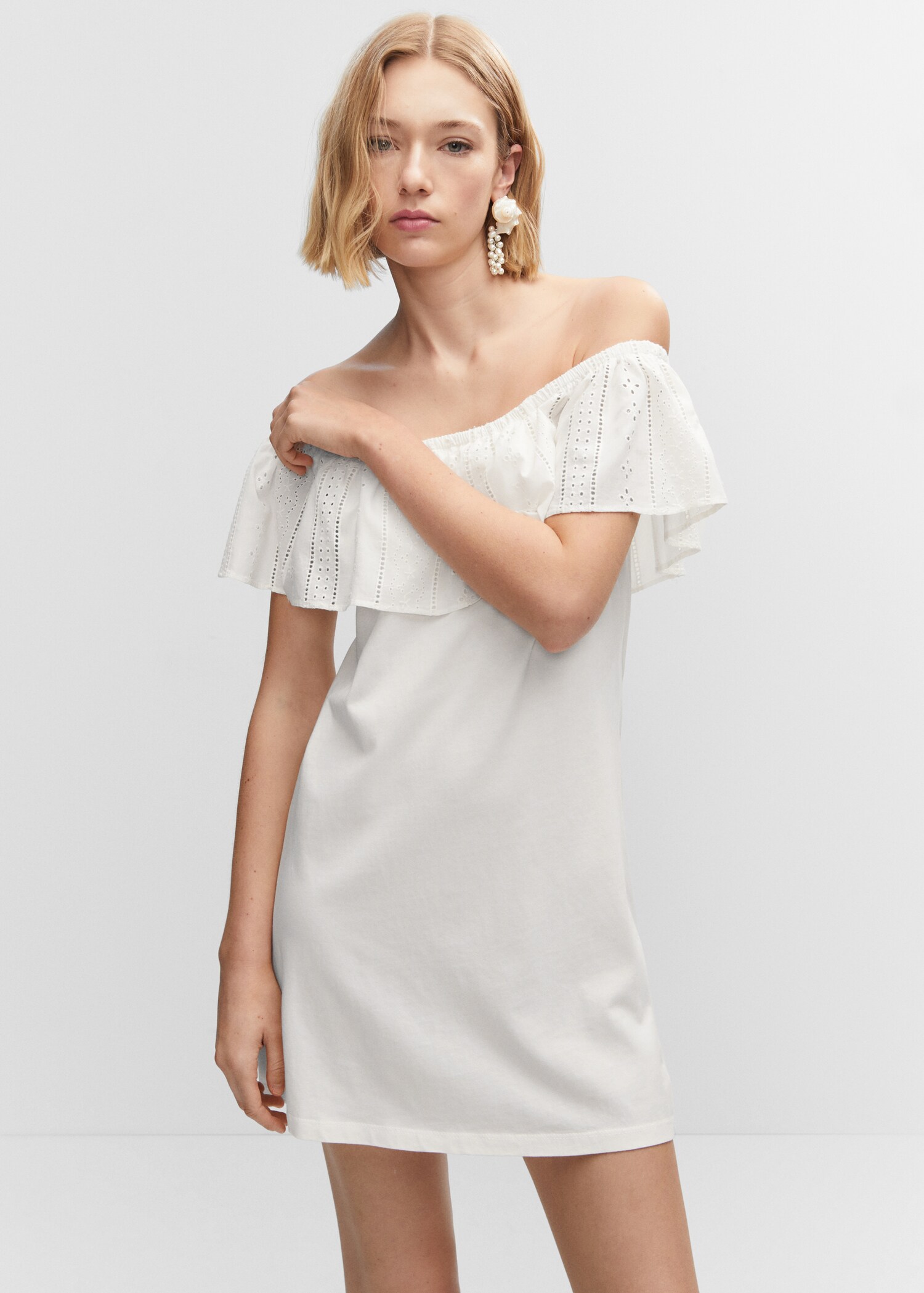 Embroidered flounce dress - Medium plane