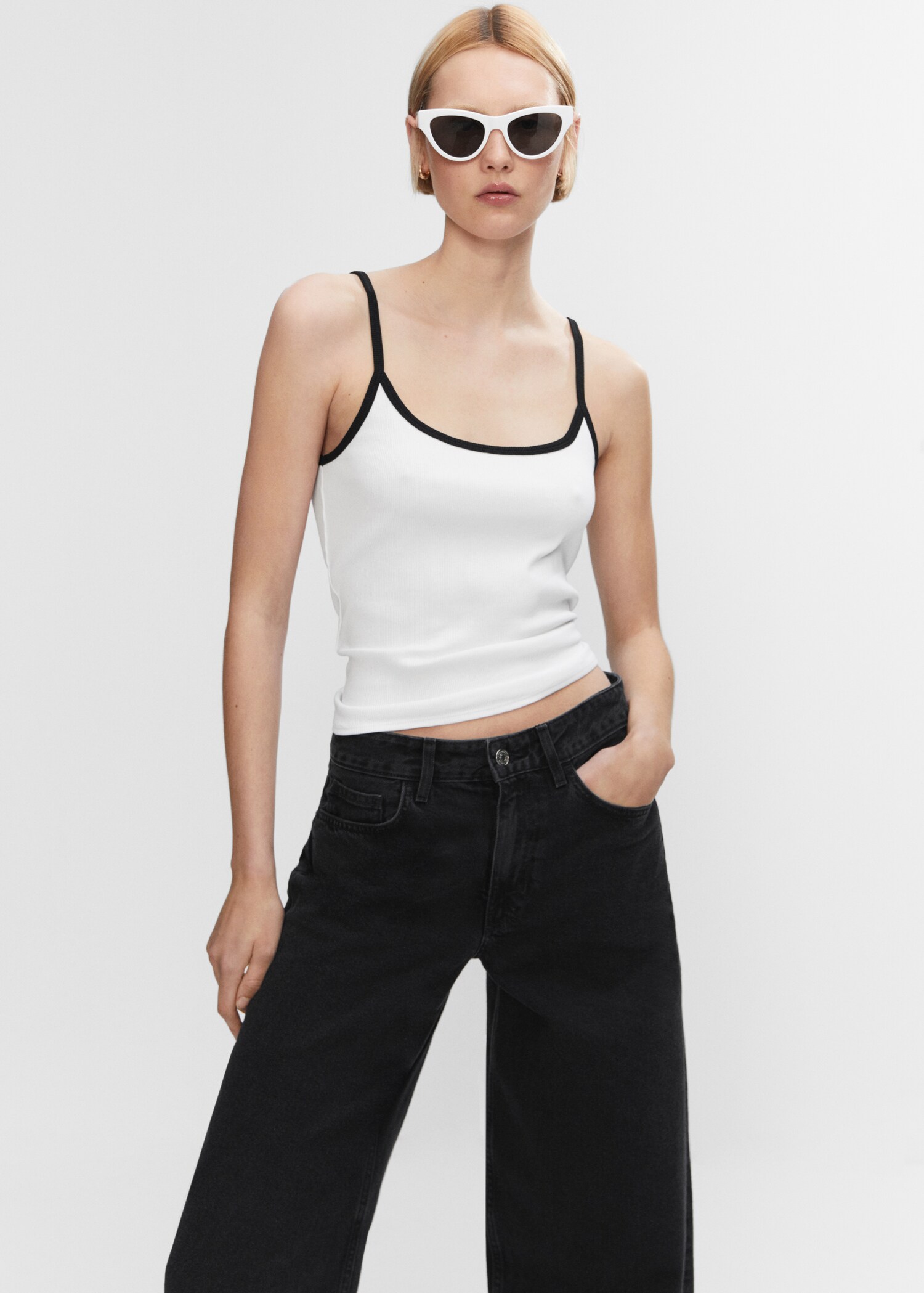 Contrast spaghetti strap top - Medium plane