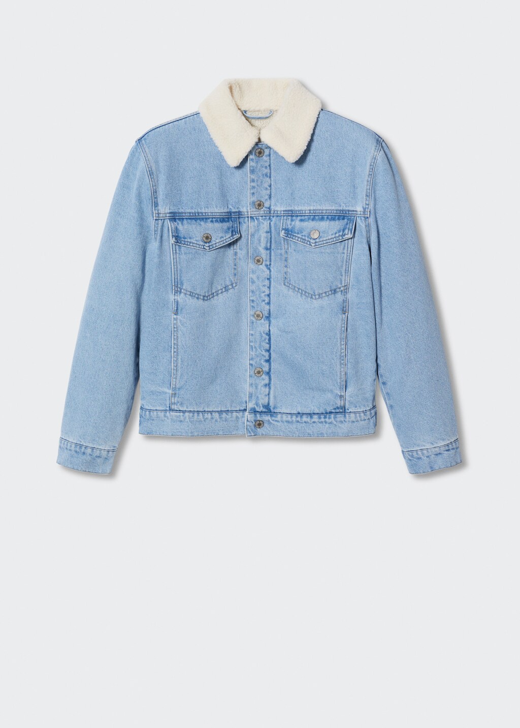 Shearling denim jacket - Men | MANGO Georgia
