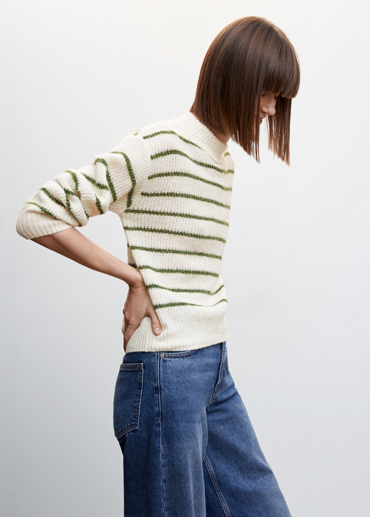 Camisola às riscas de lurex - Plano médio