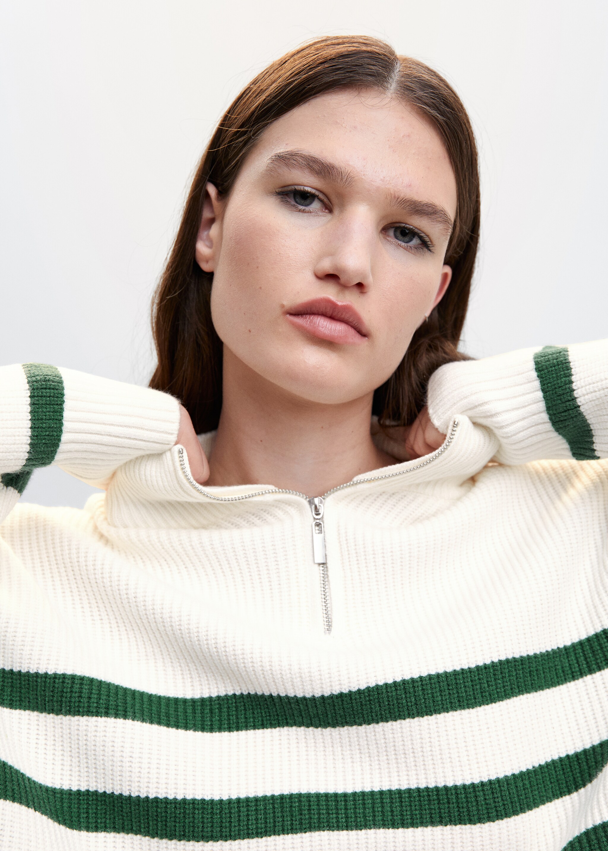 Striped sweater with zip - Details of the article 1