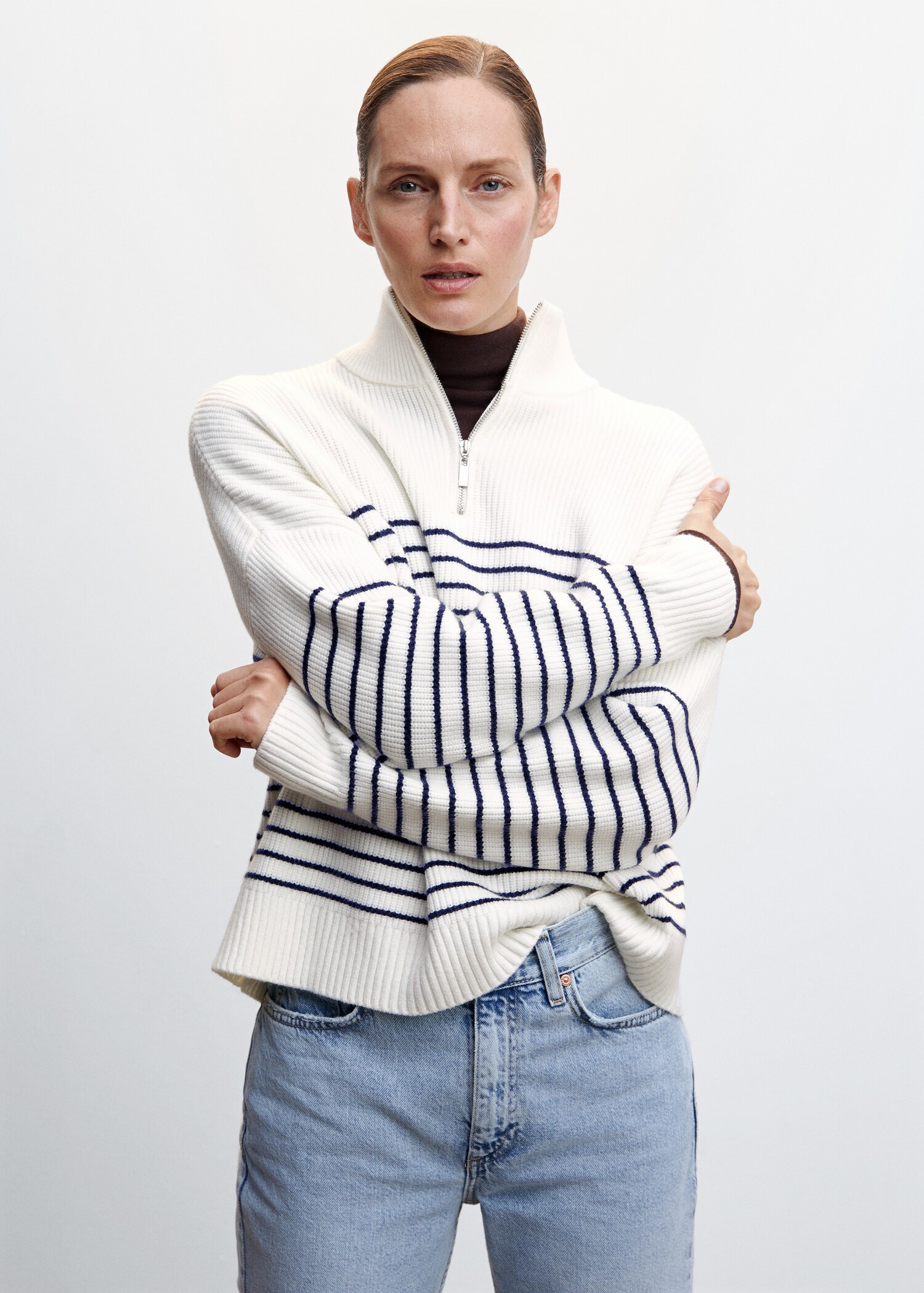 Striped sweater with zip - Medium plane