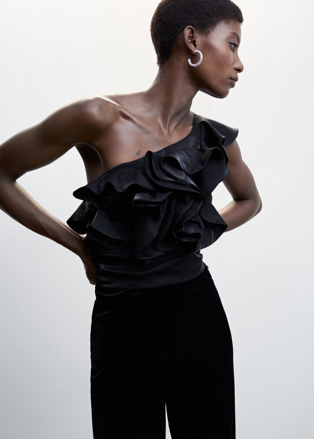 Asymmetric ruffled blouse Women MANGO Azerbaijan