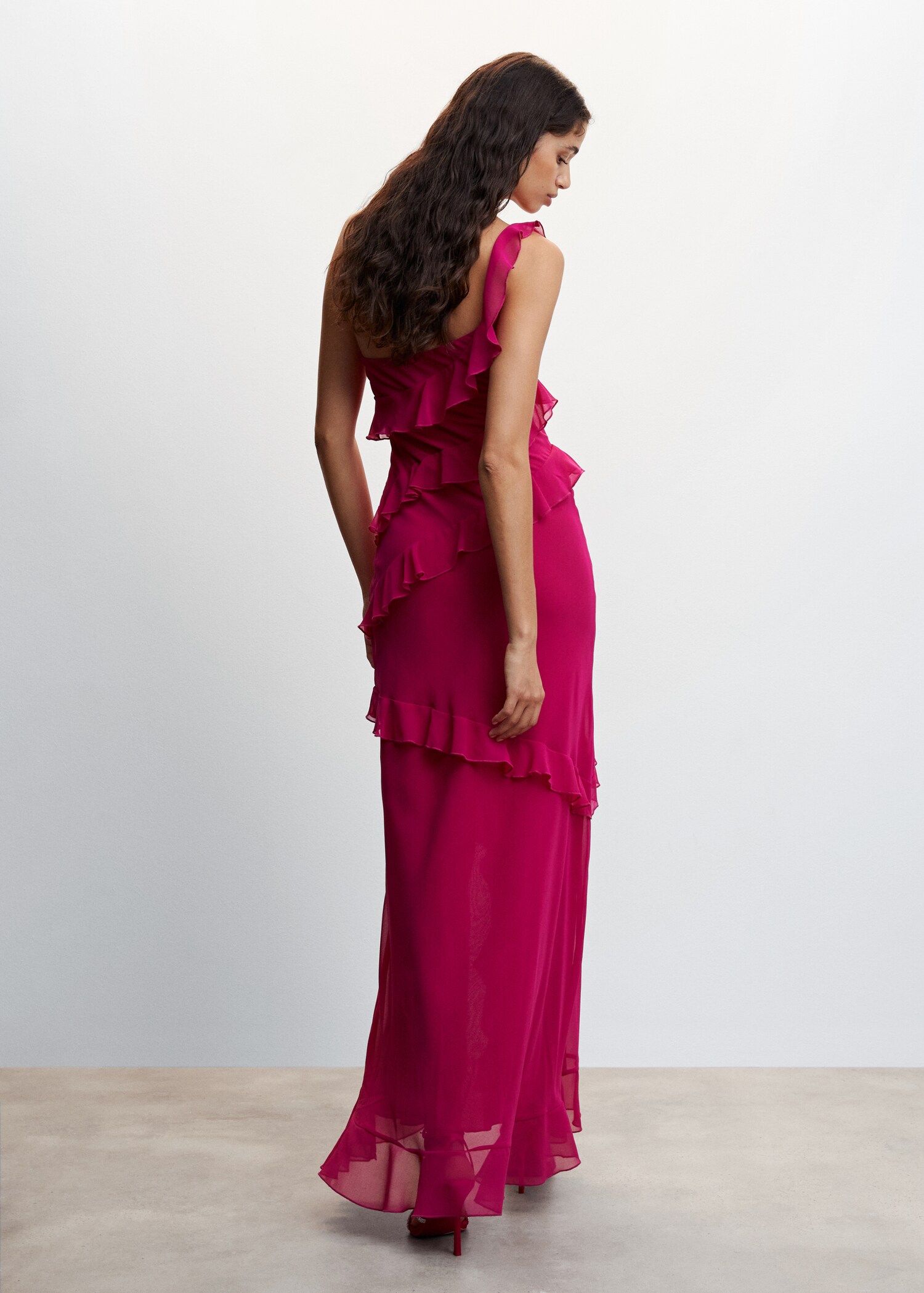Asymmetric ruffled dress - Reverse of the article