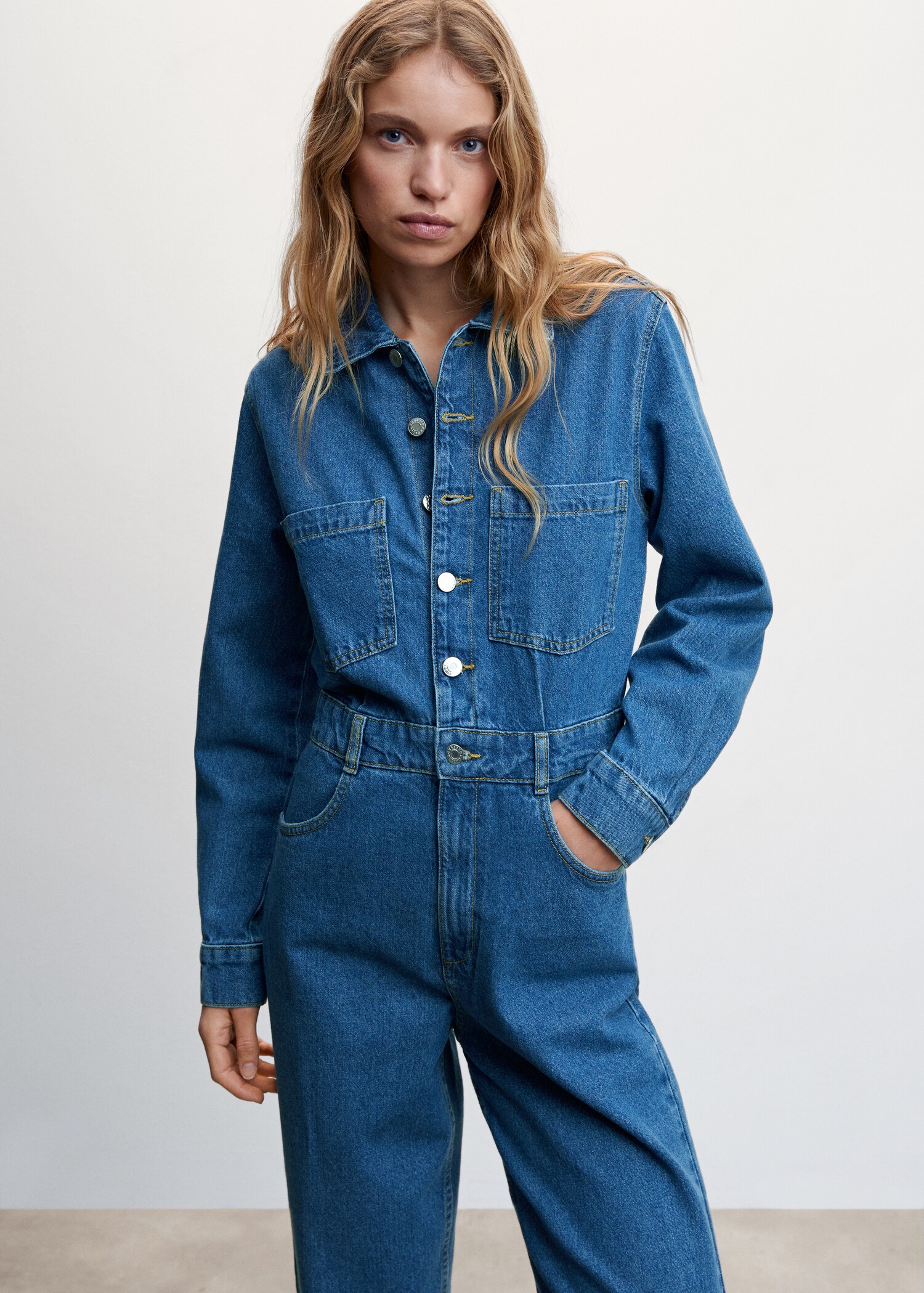 Long denim jumpsuit - Medium plane