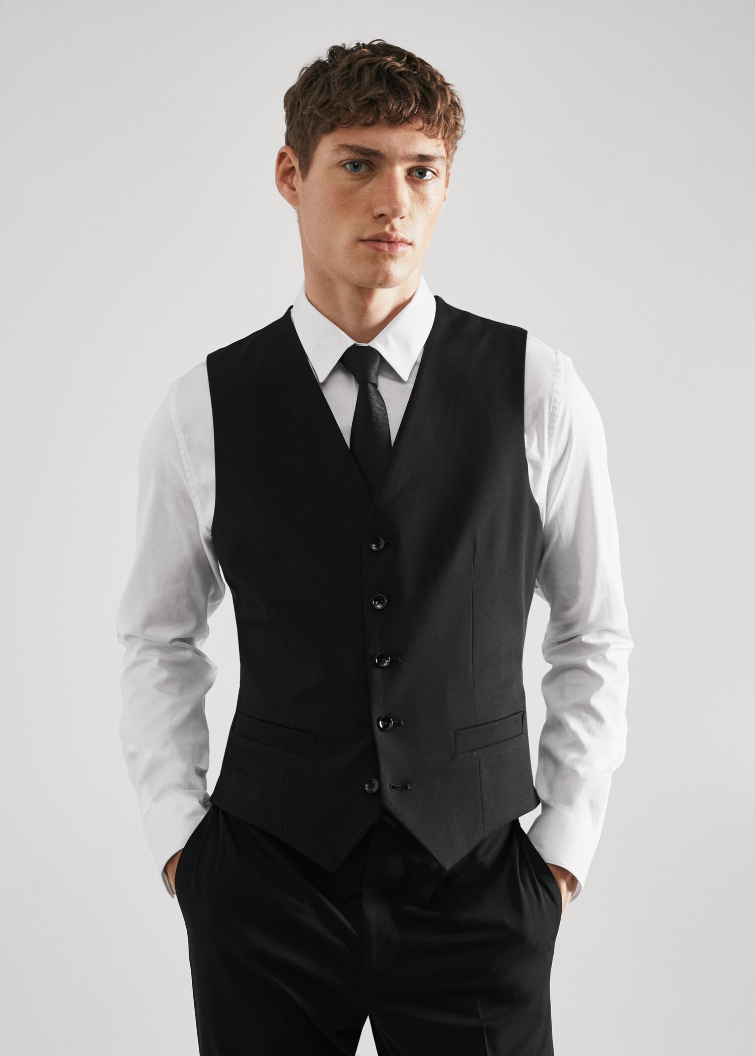 Super slim-fit suit waistcoat - Medium plane