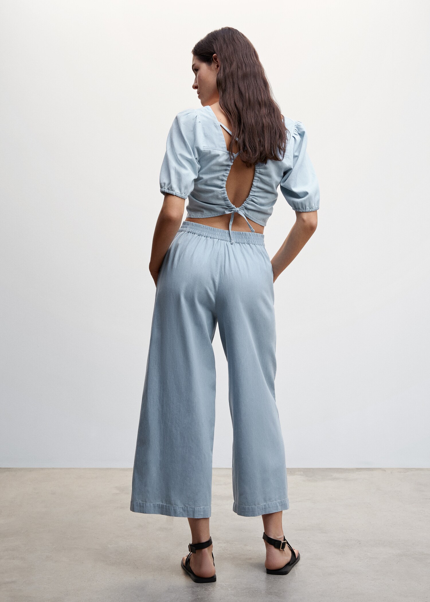 Pantalon style jupe-culotte coton Tencel - Verso de l’article