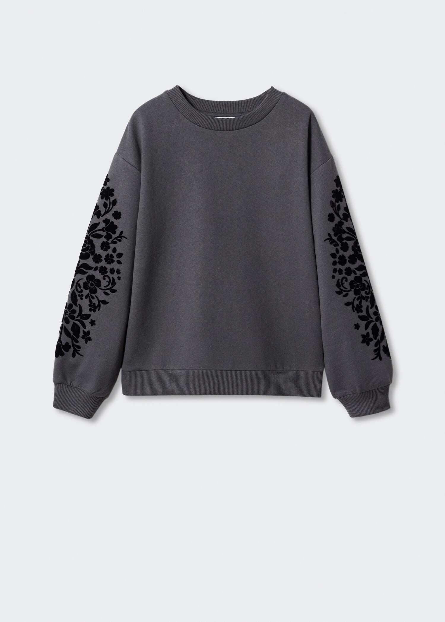 Gemustertes Sweatshirt mit Samtdetails - Artikel ohne Model