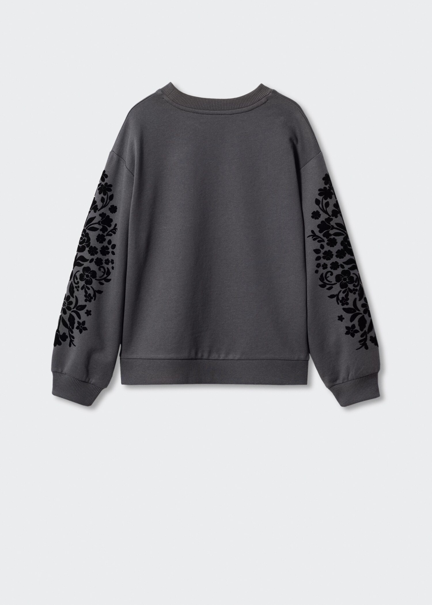 Gemustertes Sweatshirt mit Samtdetails - Rückseite des Artikels