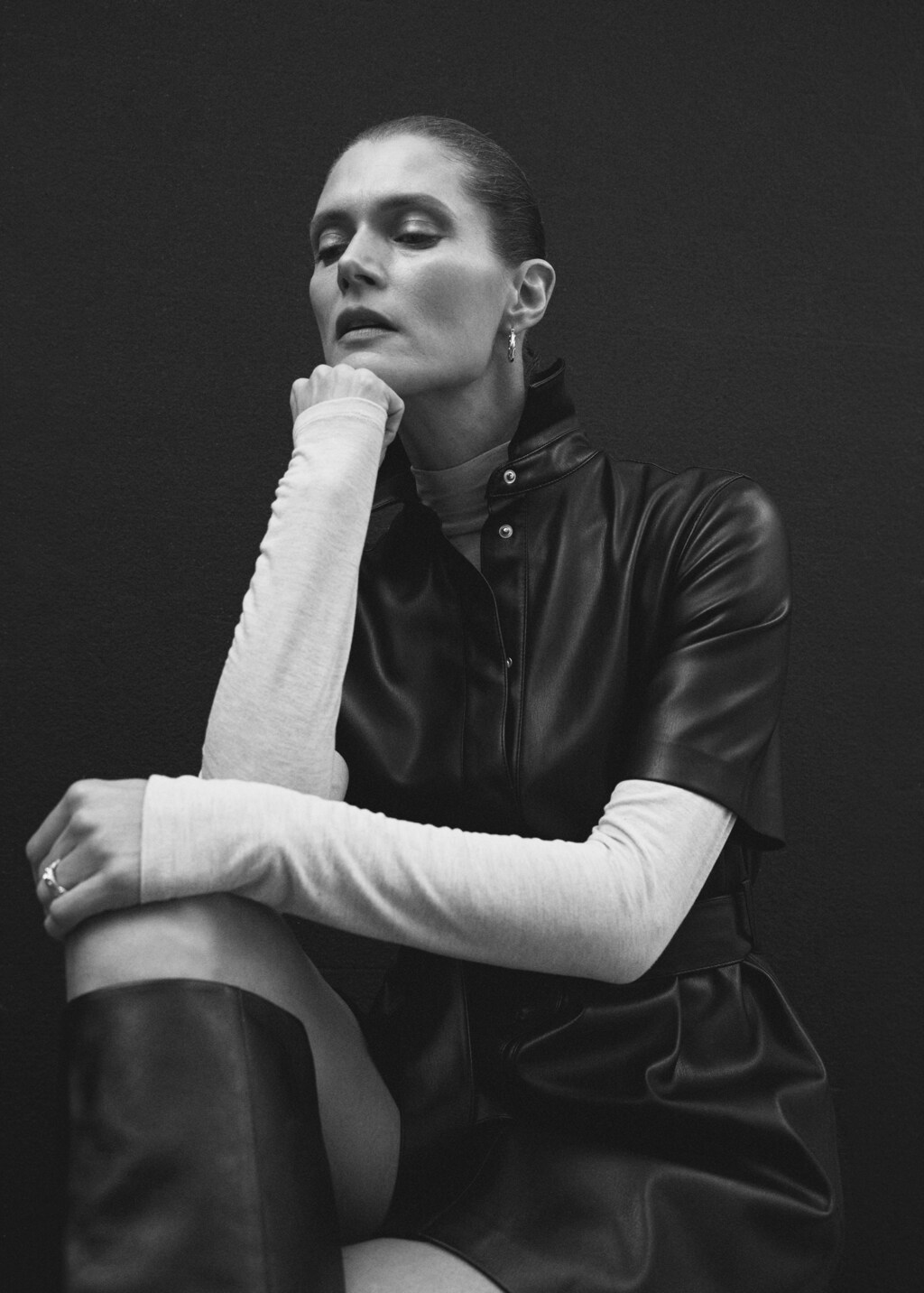 Faux-leather shirt dress - Women | MANGO Kosovo