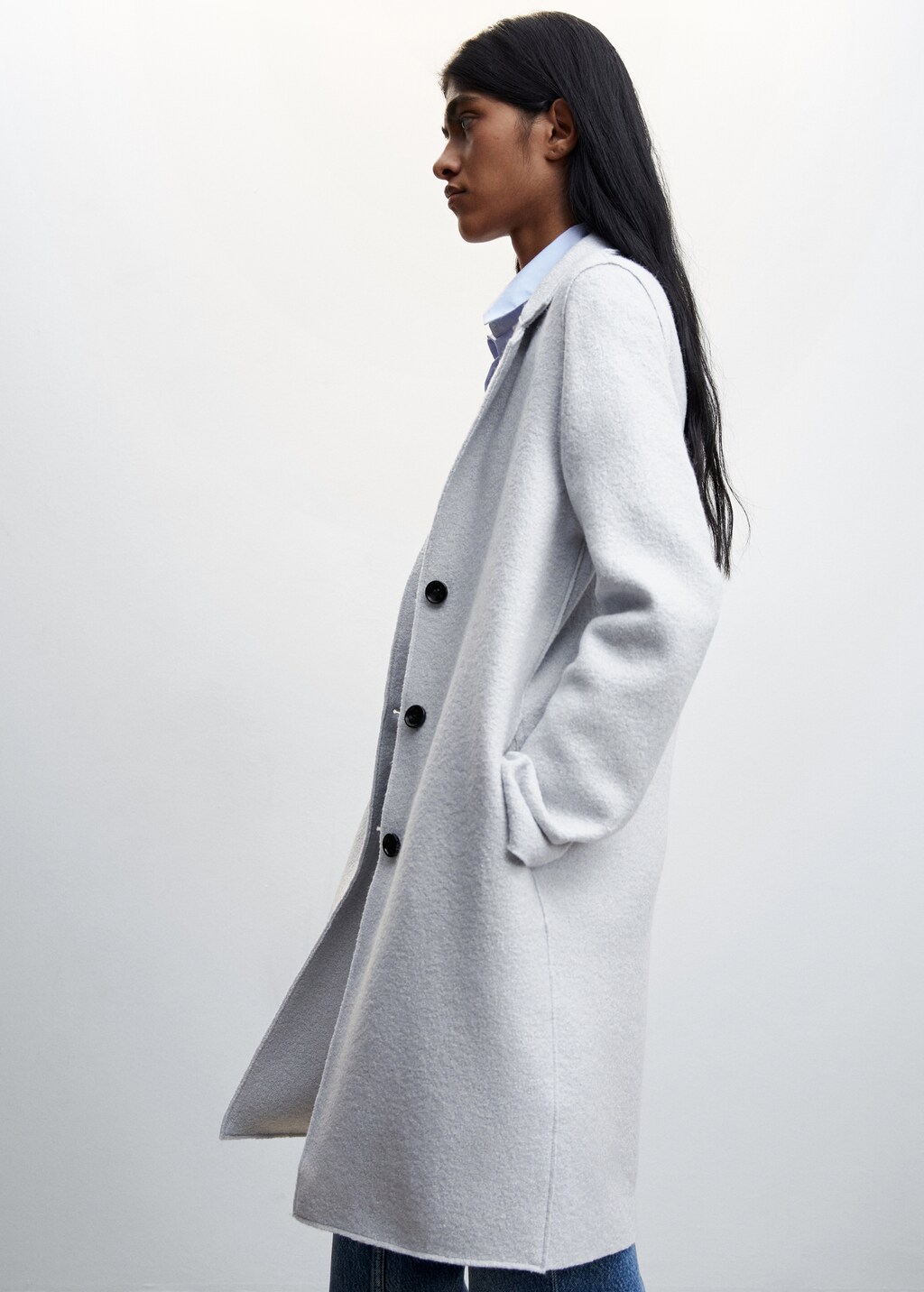 Buttoned wool coat Women MANGO Iran