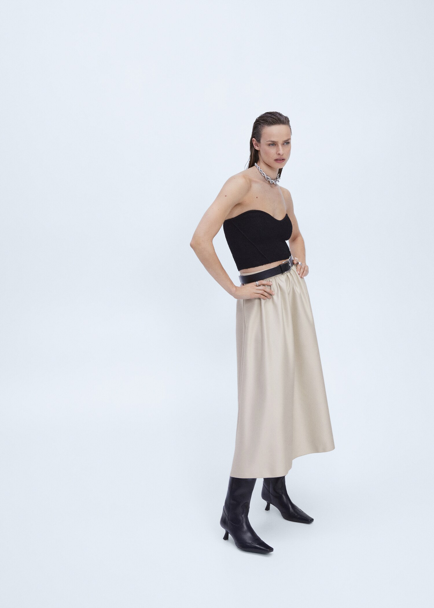 Midi satin skirt - Details of the article 2