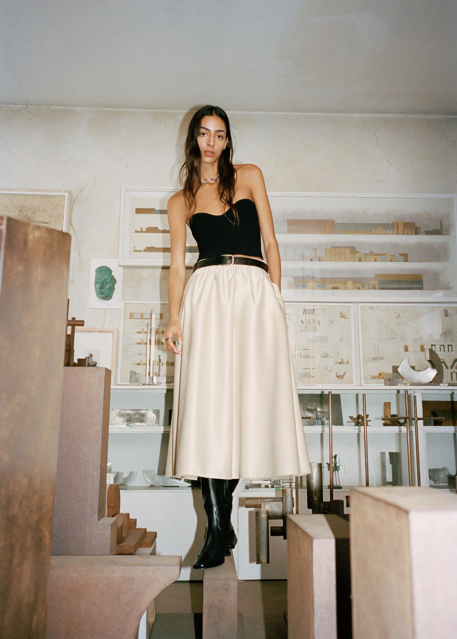 Midi satin skirt - Details of the article 6