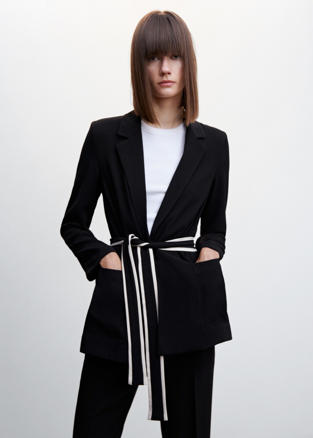Mango striped blazer deals