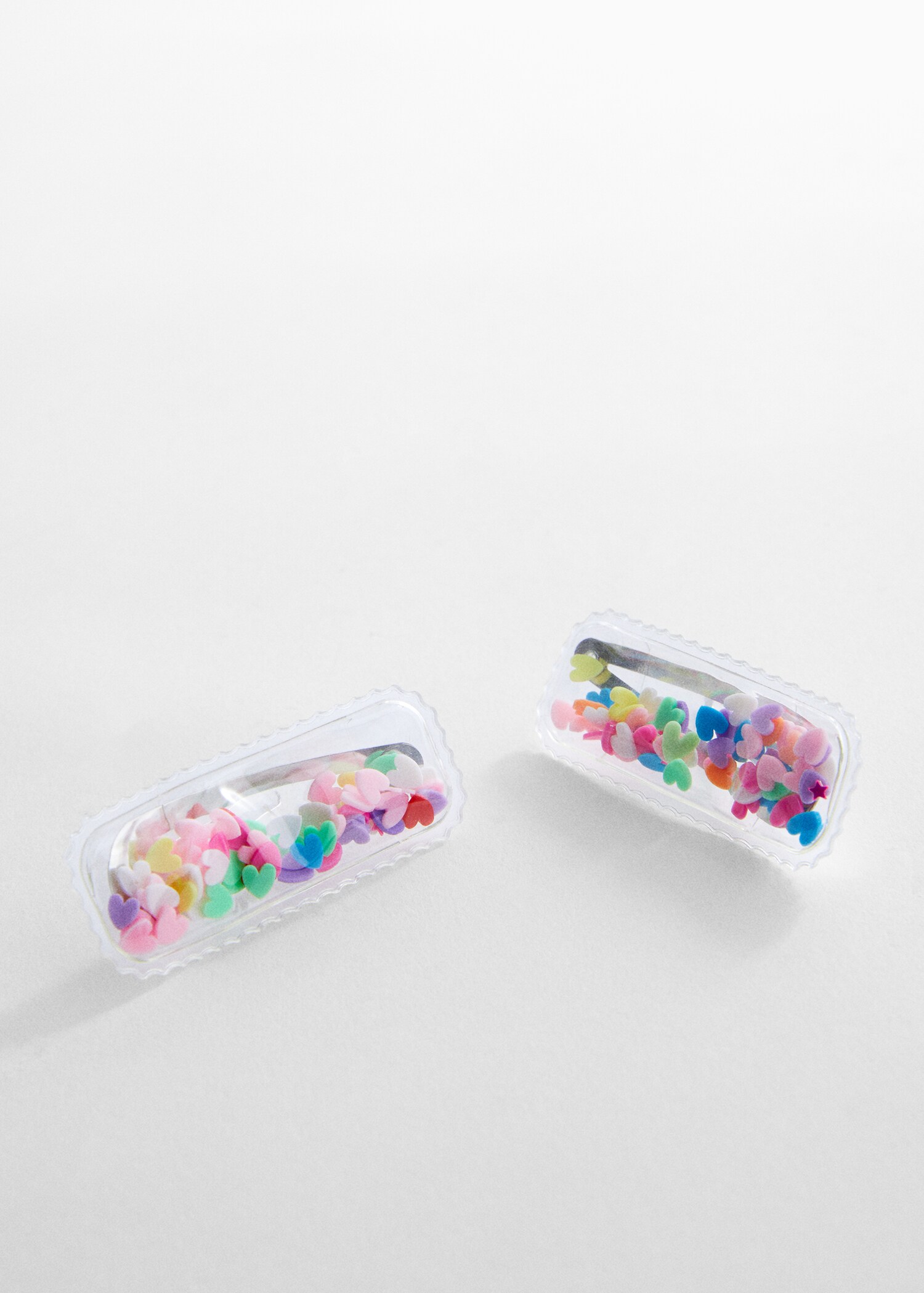 Hair clip with transparent hearts  - Medium plane