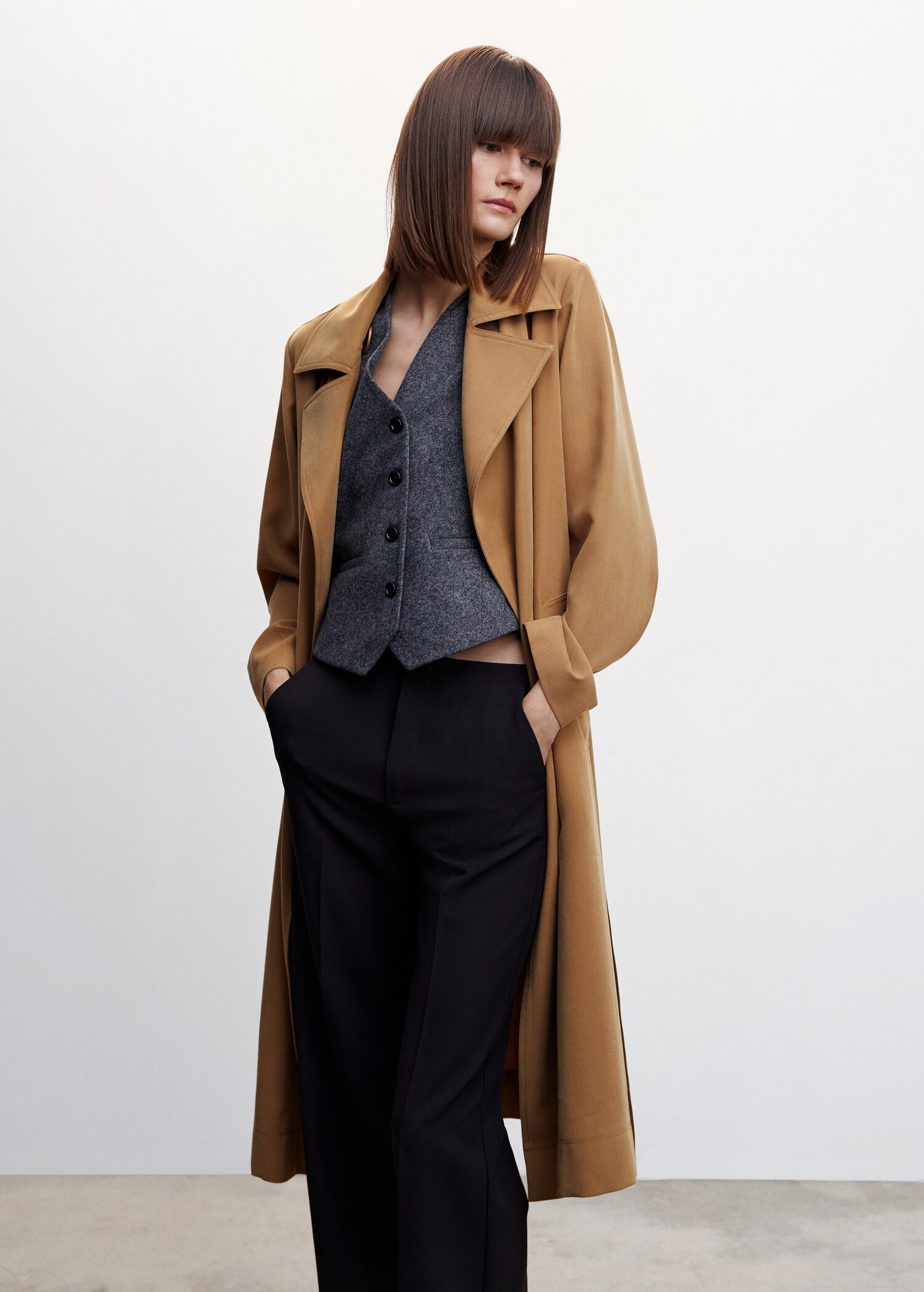 Flowy lapel trench - Plan mediu