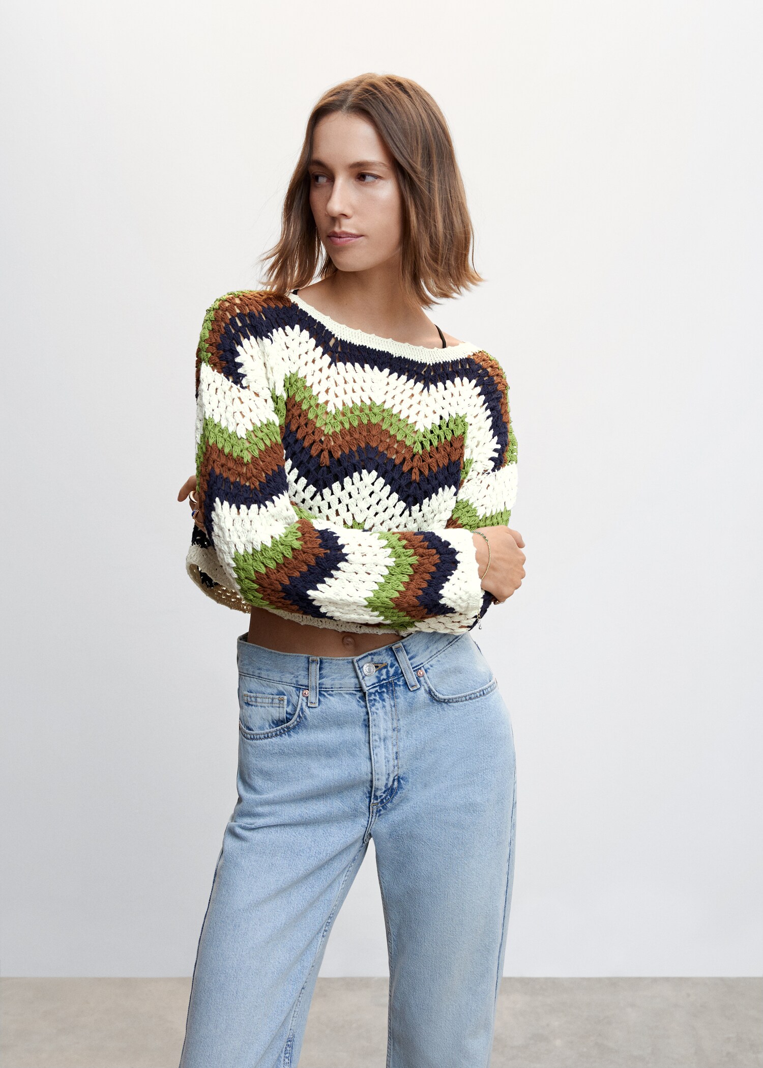 Crochet cotton  sweater - Medium plane