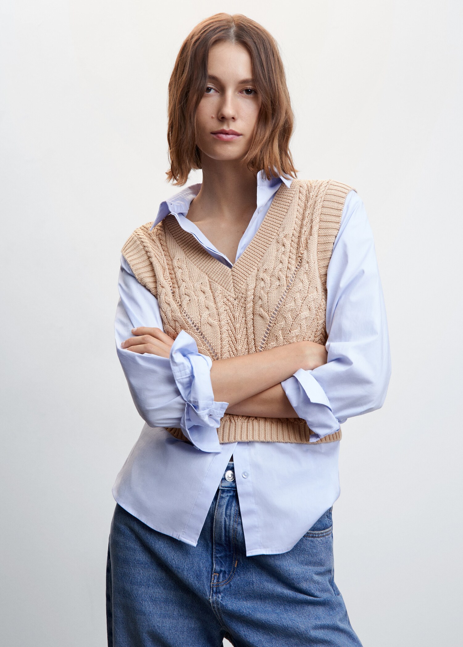 Braided-knit vest - Medium plane