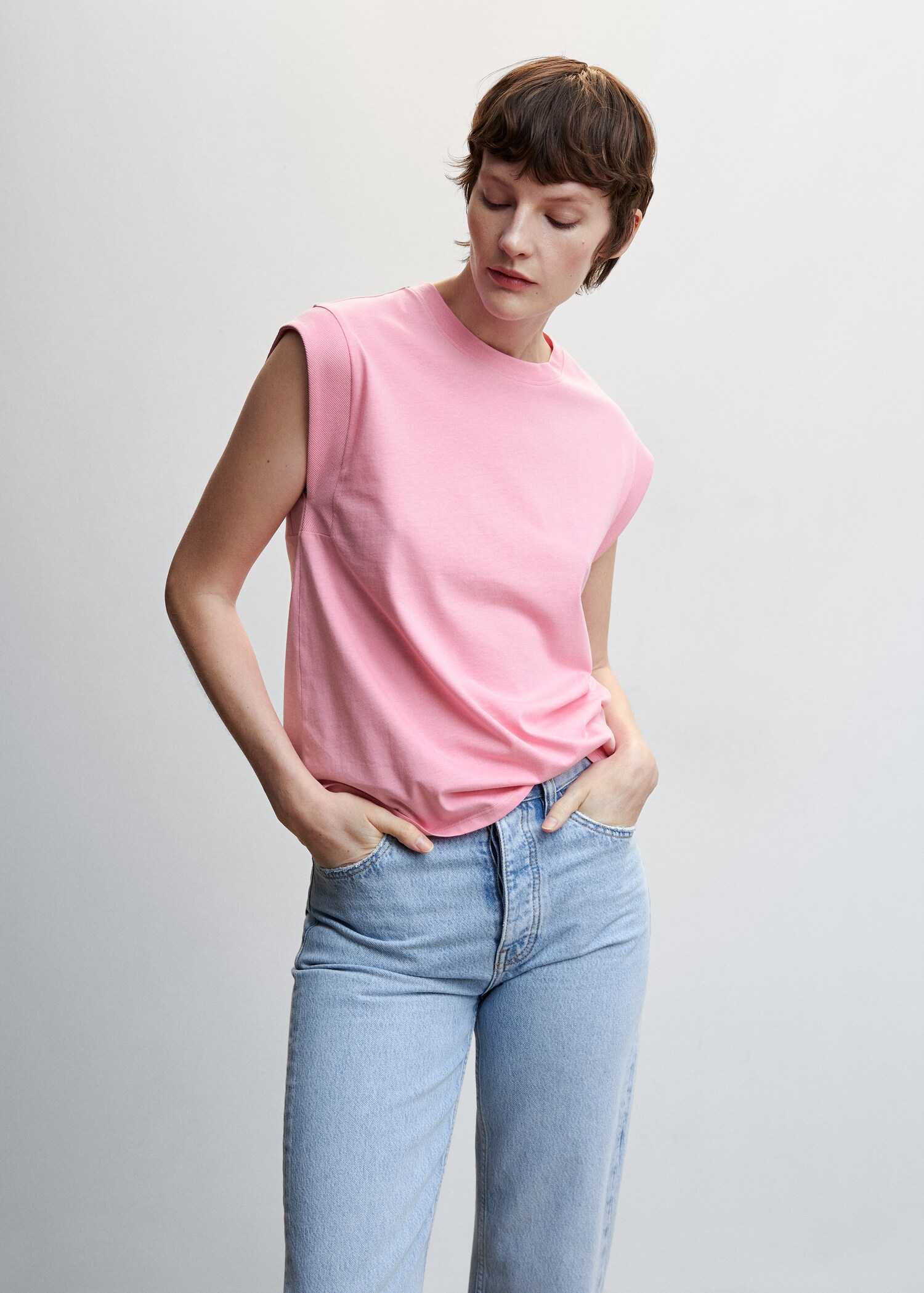 Camiseta algodón cuello redondo - Plano medio