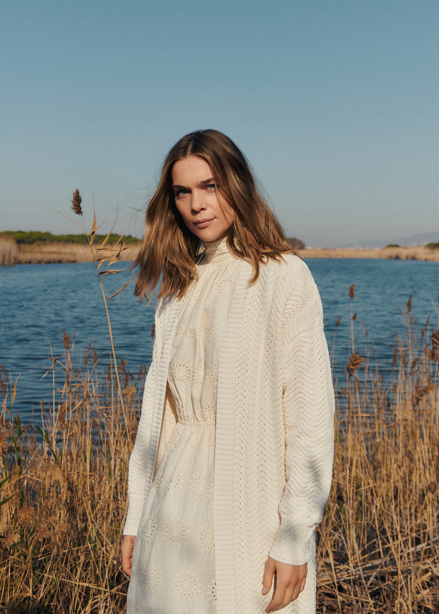 Long openwork knitted cardigan - Main Image