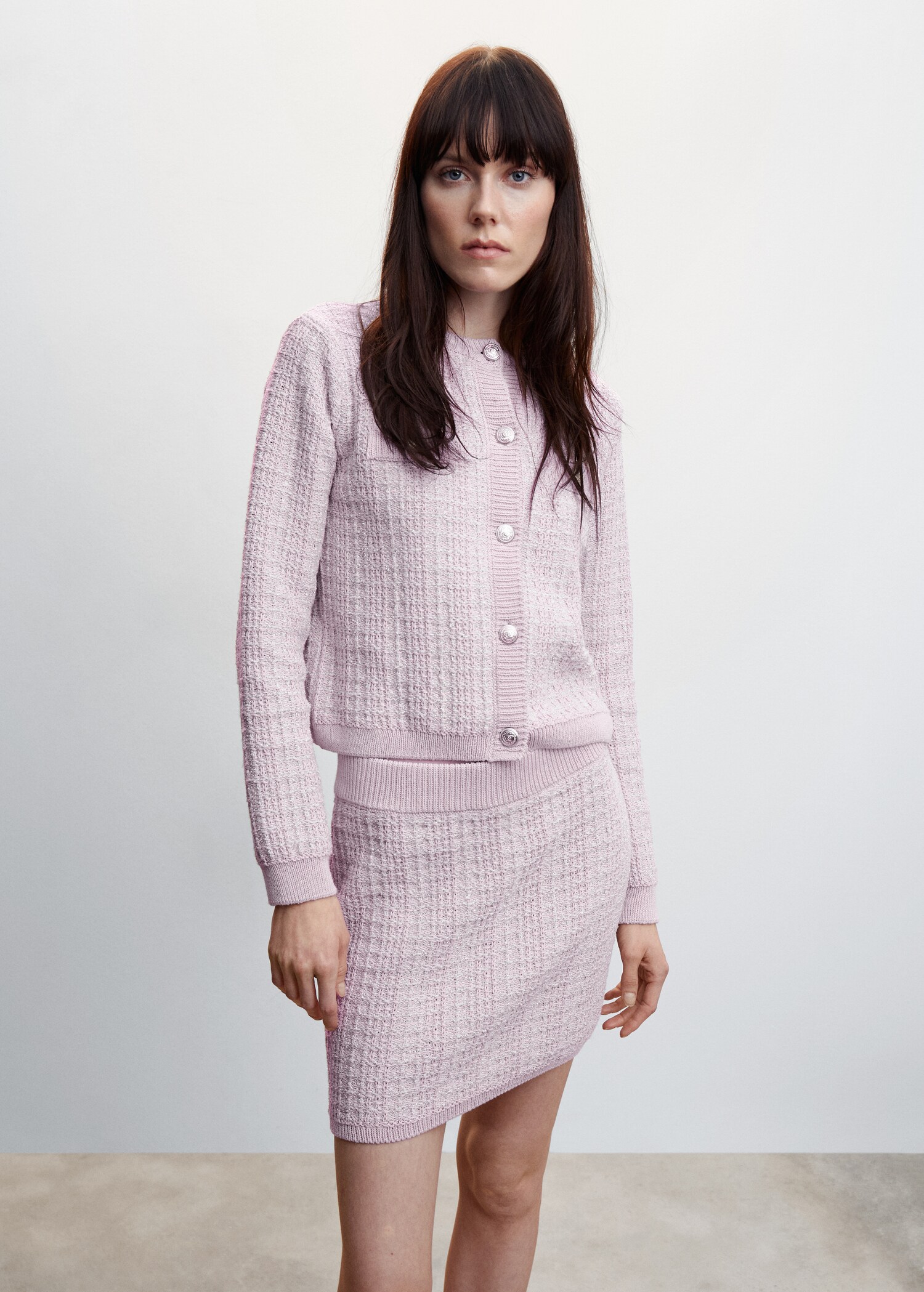 Pocket tweed cardigan - Medium plane