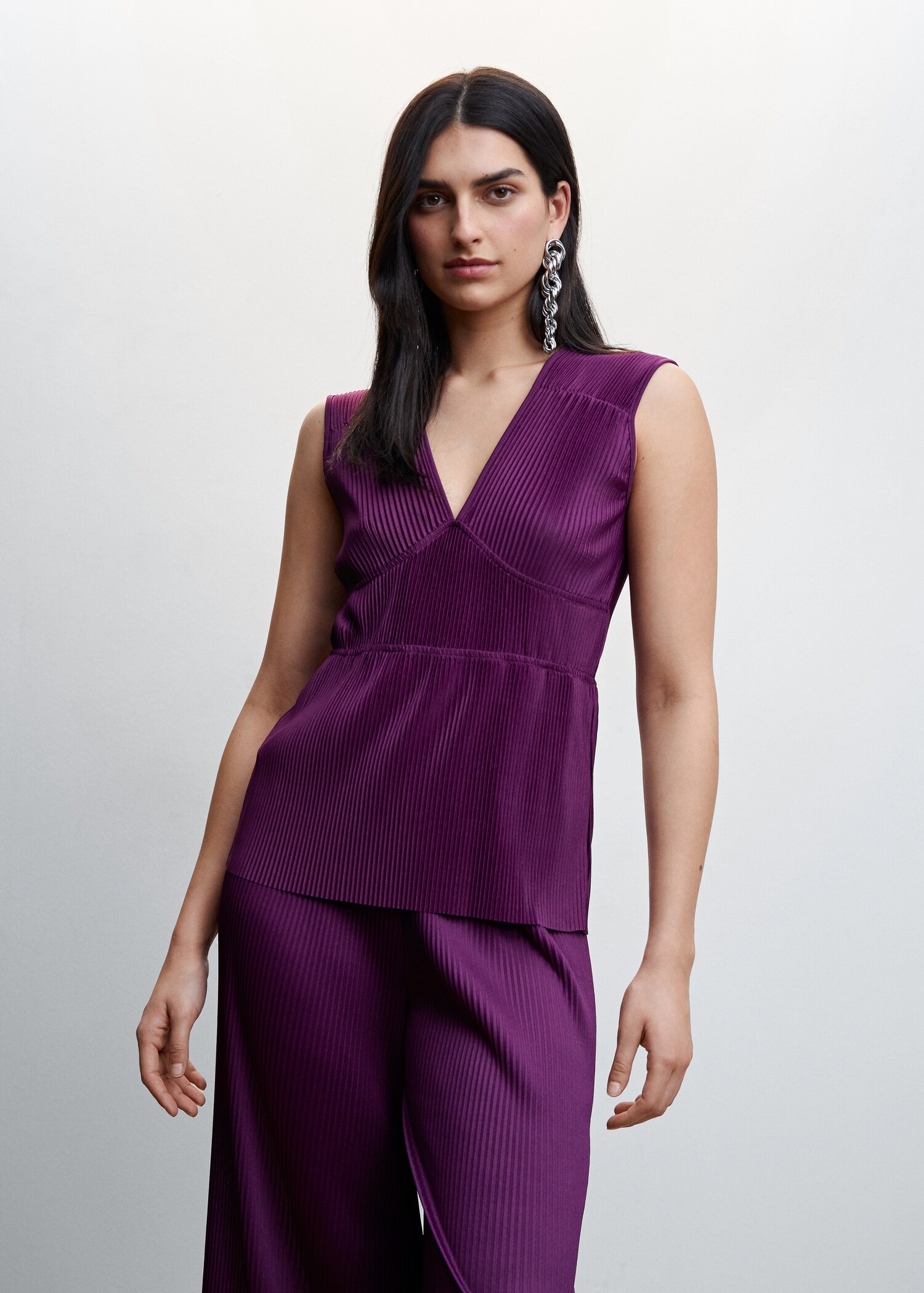 Pleated satin top - Medium plane