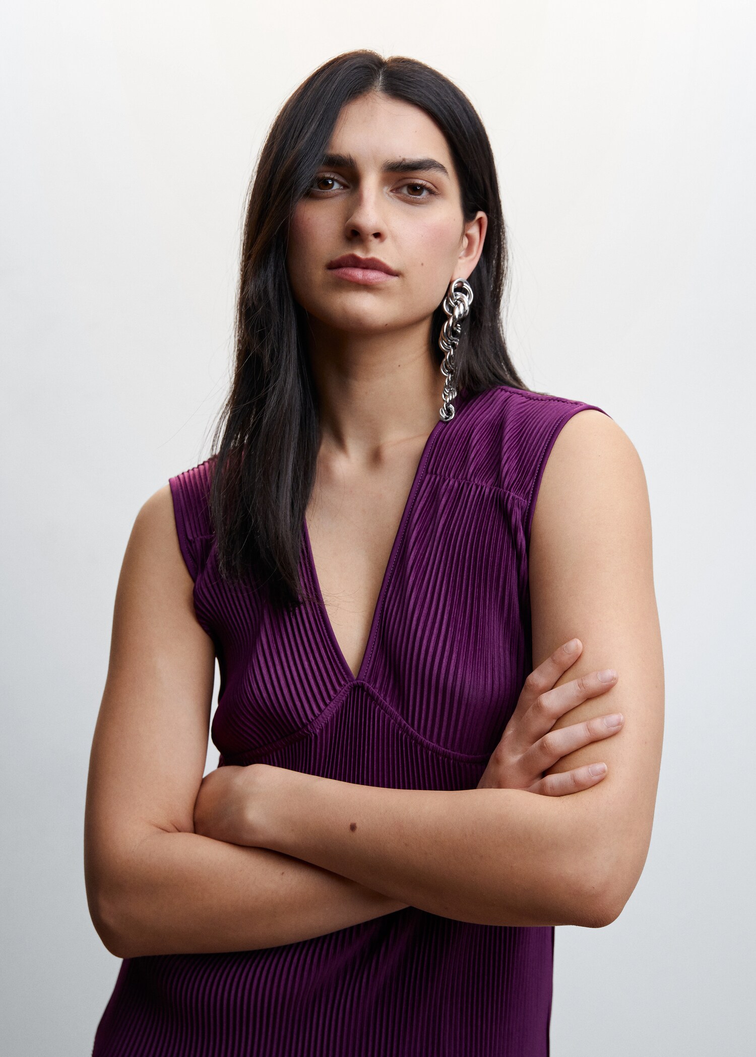 Pleated satin top - Details of the article 1