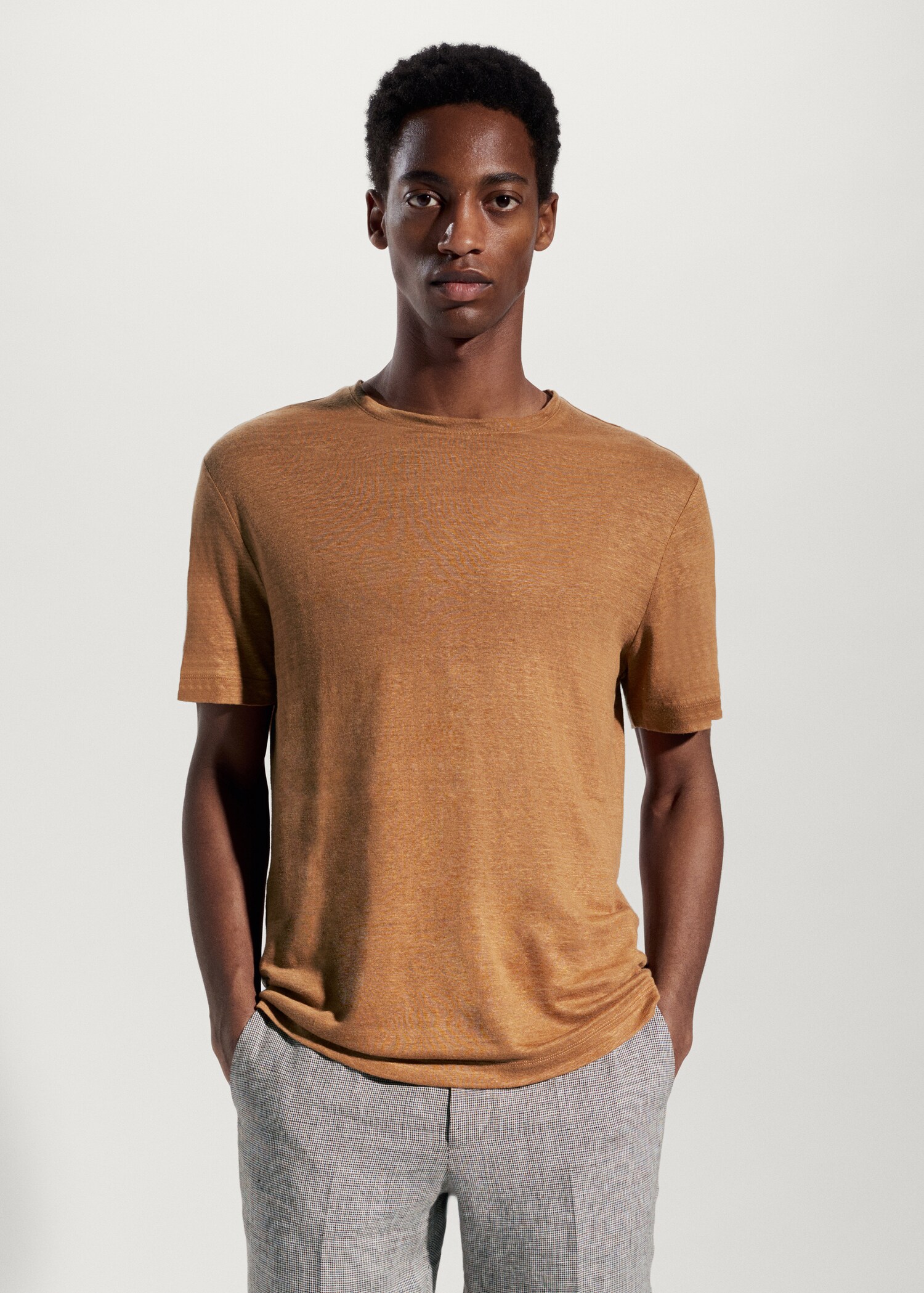 100% linen slim-fit t-shirt - Medium plane