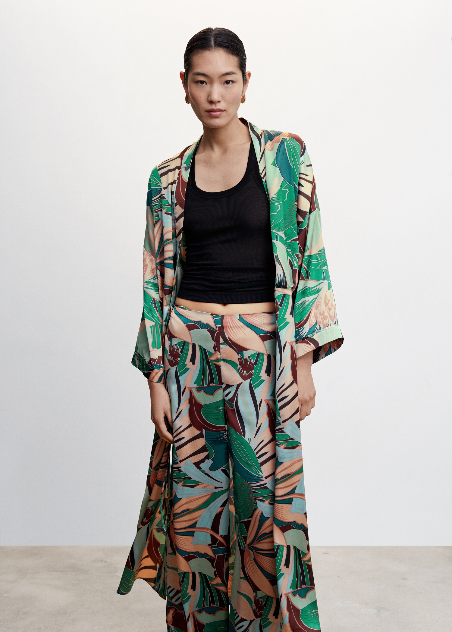 Tropical print caftan - Medium plane