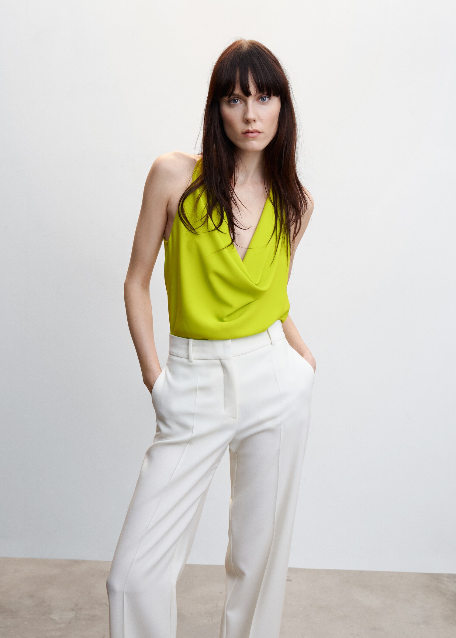 Draped neck blouse - Medium plane