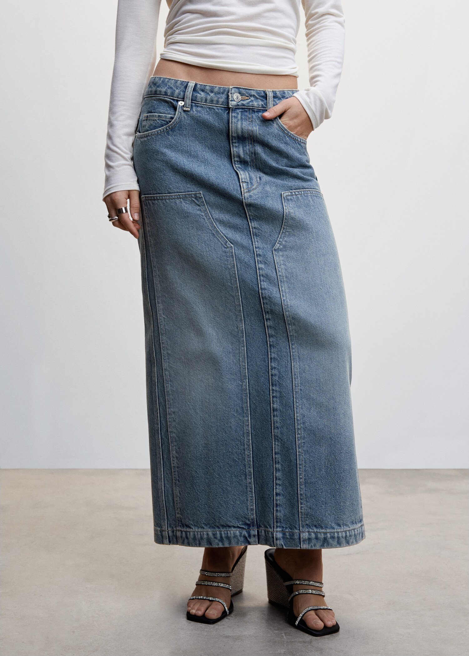 Slit denim skirt - Medium plane