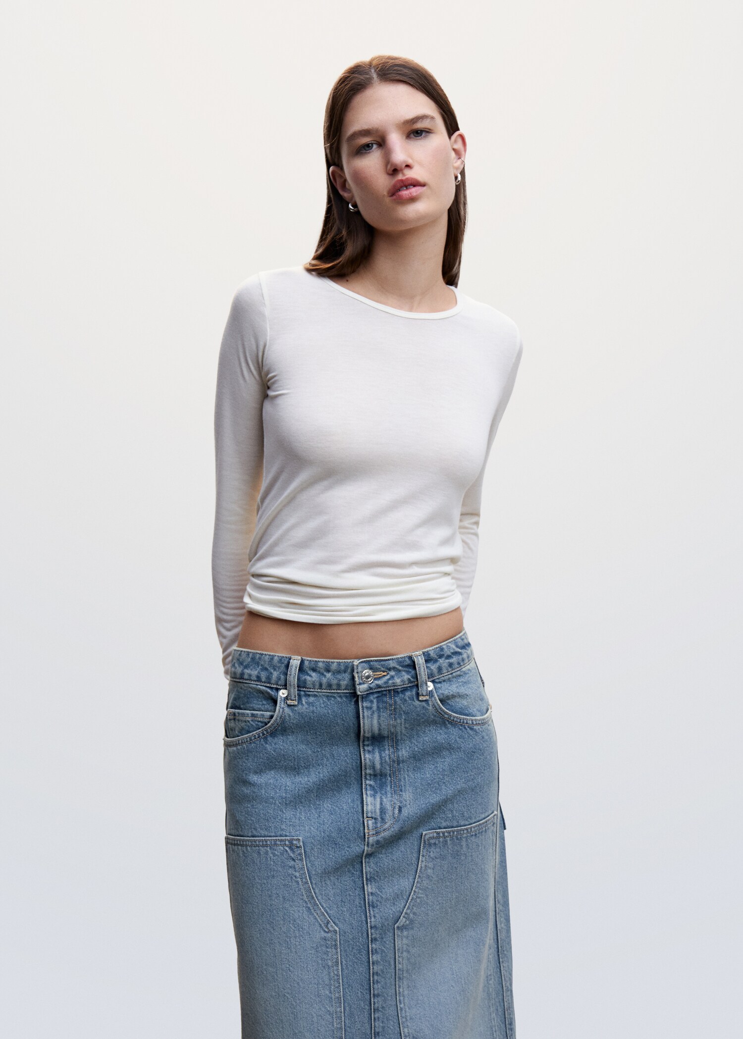 Slit denim skirt - Details of the article 1