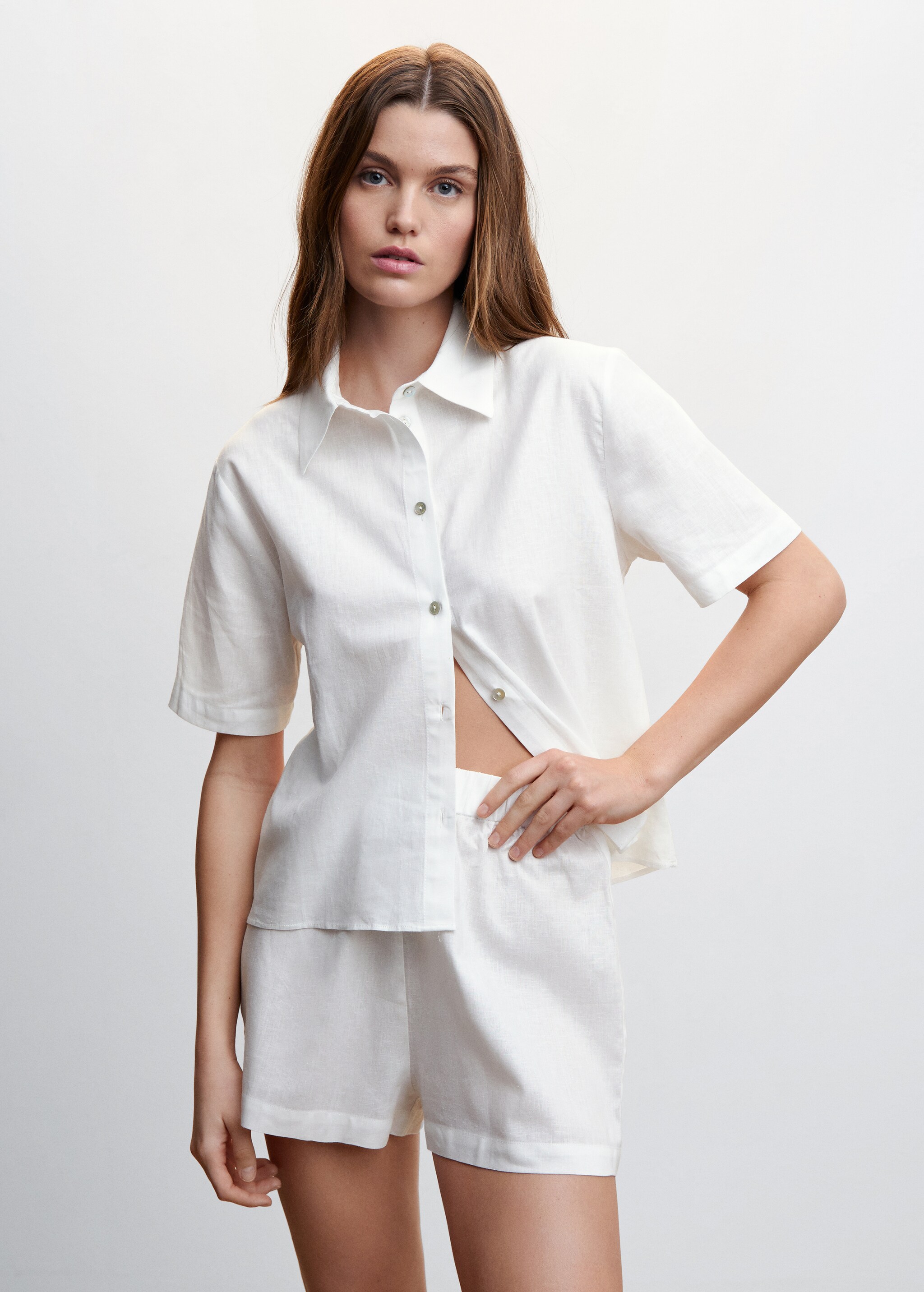 Linen pajama shorts - Medium plane